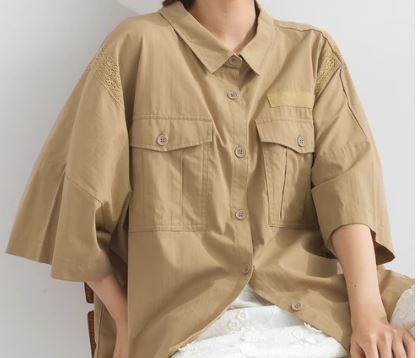 蕾絲拼接寬版襯衫 乾爽棉質 成熟女性風  j1301