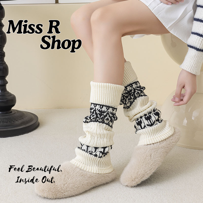 (冬襪) 秋冬保暖針織復古 堆堆襪套 中筒腿套   n104