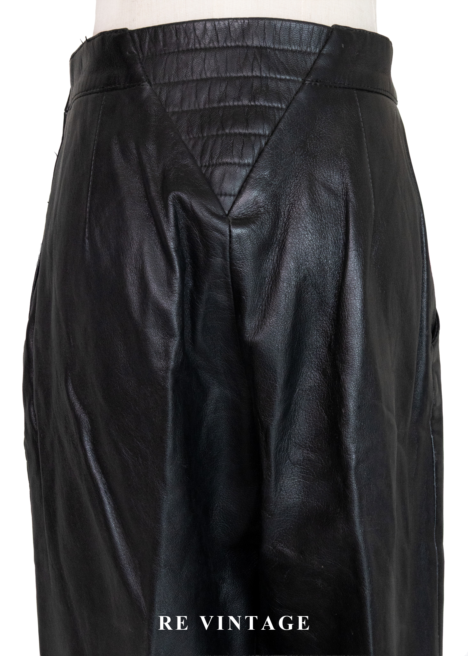 質感單品 - 中古紳士帥氣皮革長褲(27")10