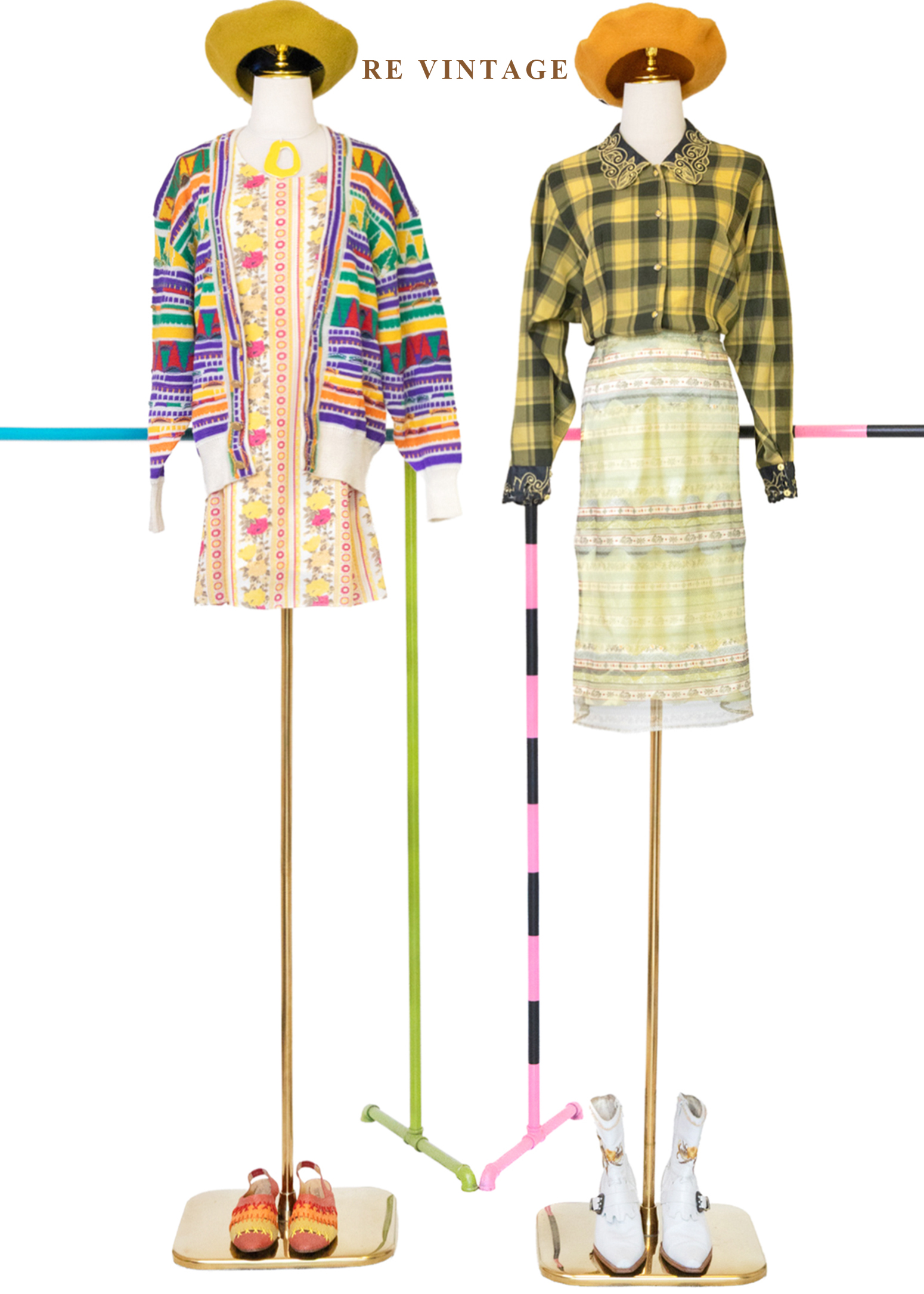 朦朦黃綠格紋刺繡靈魂襯衫2