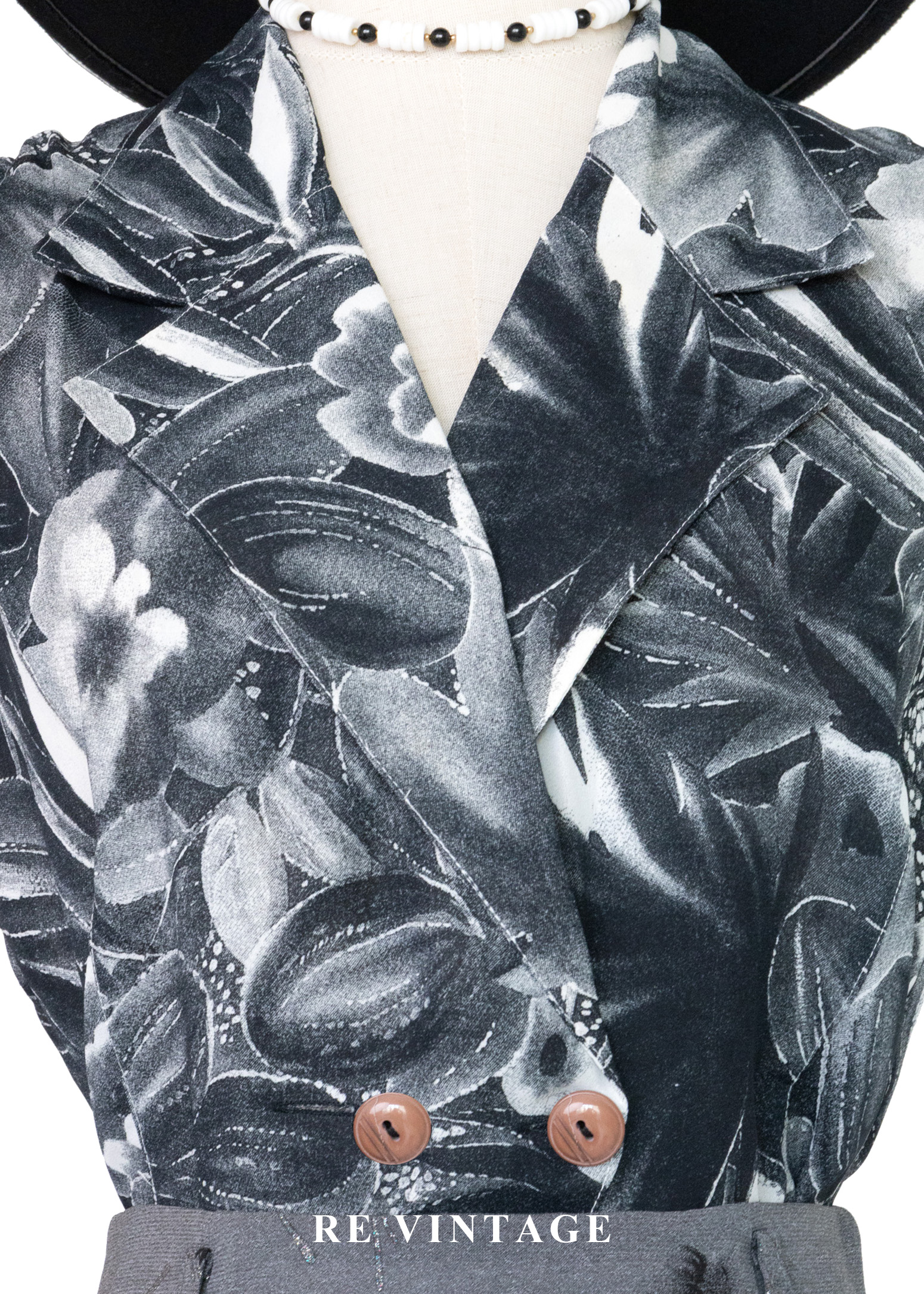 復古底片裡的花朵雙排釦背心5