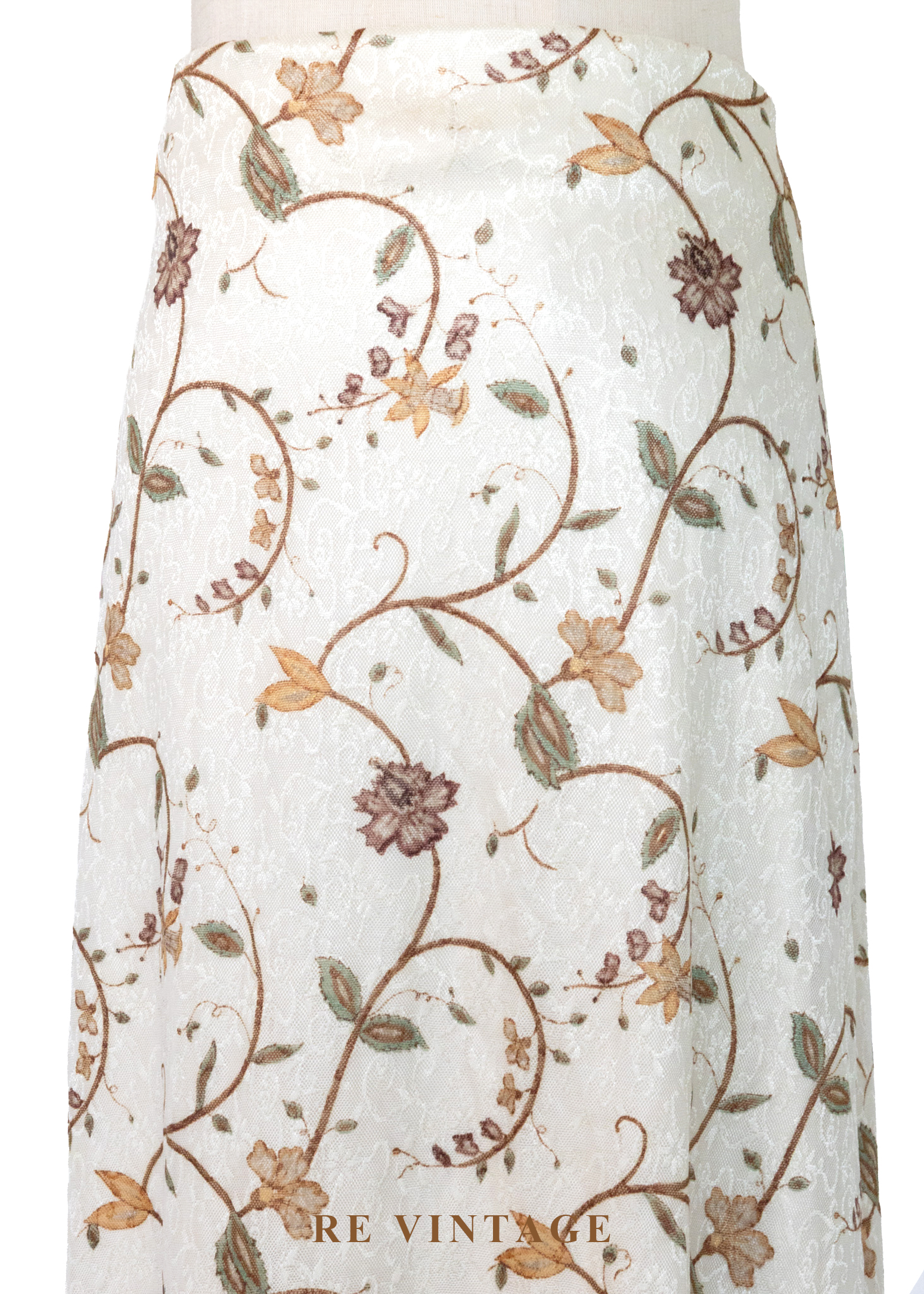 植物標本花朵米白色長裙(27-30")3