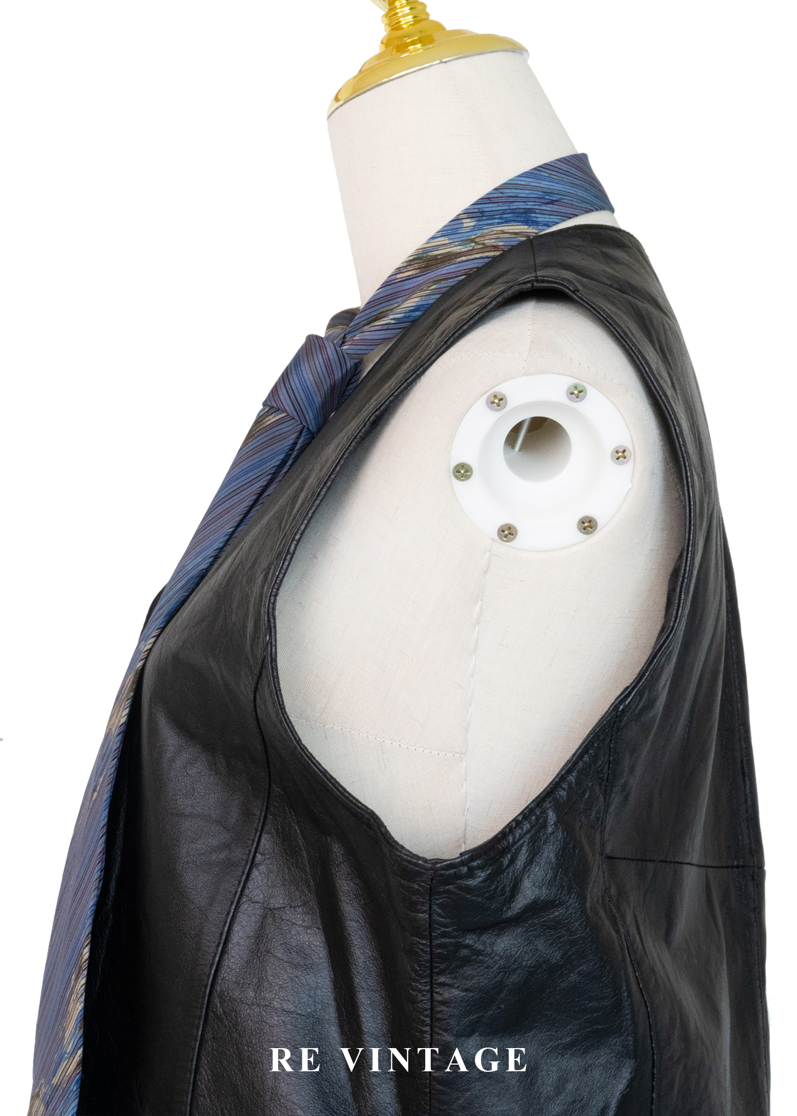 韓國製 - 牛皮黑皮革簡約背心7