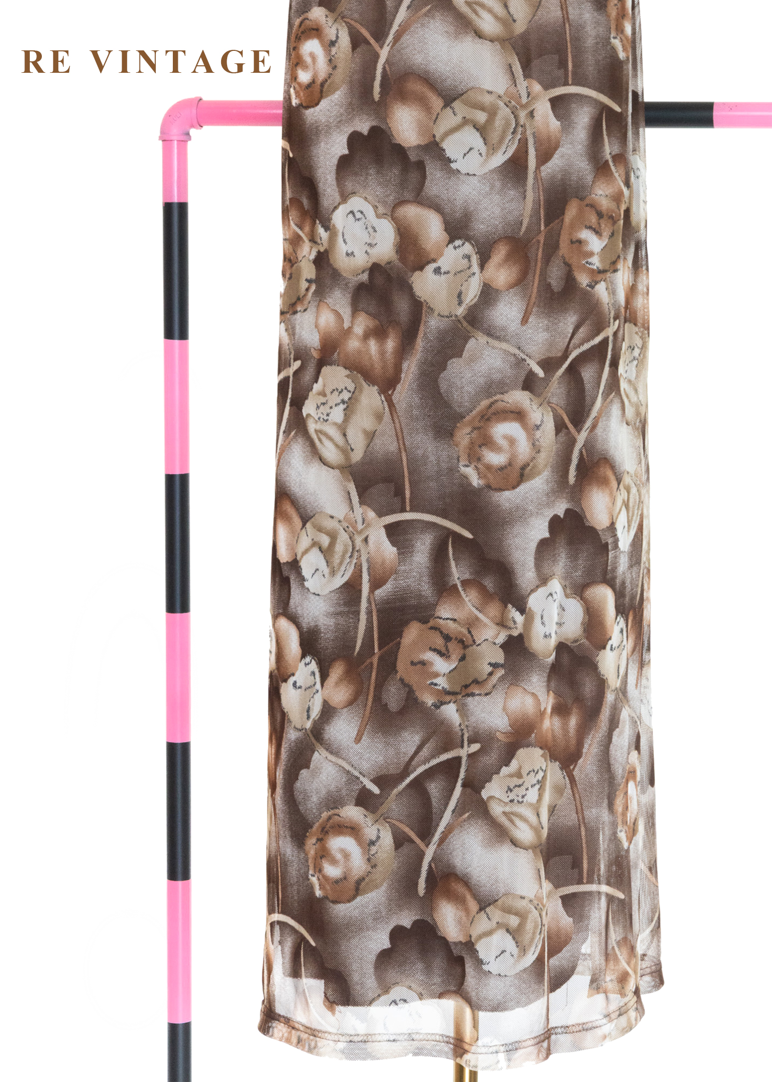 底片裡的暖棕花朵網紗長洋裝4