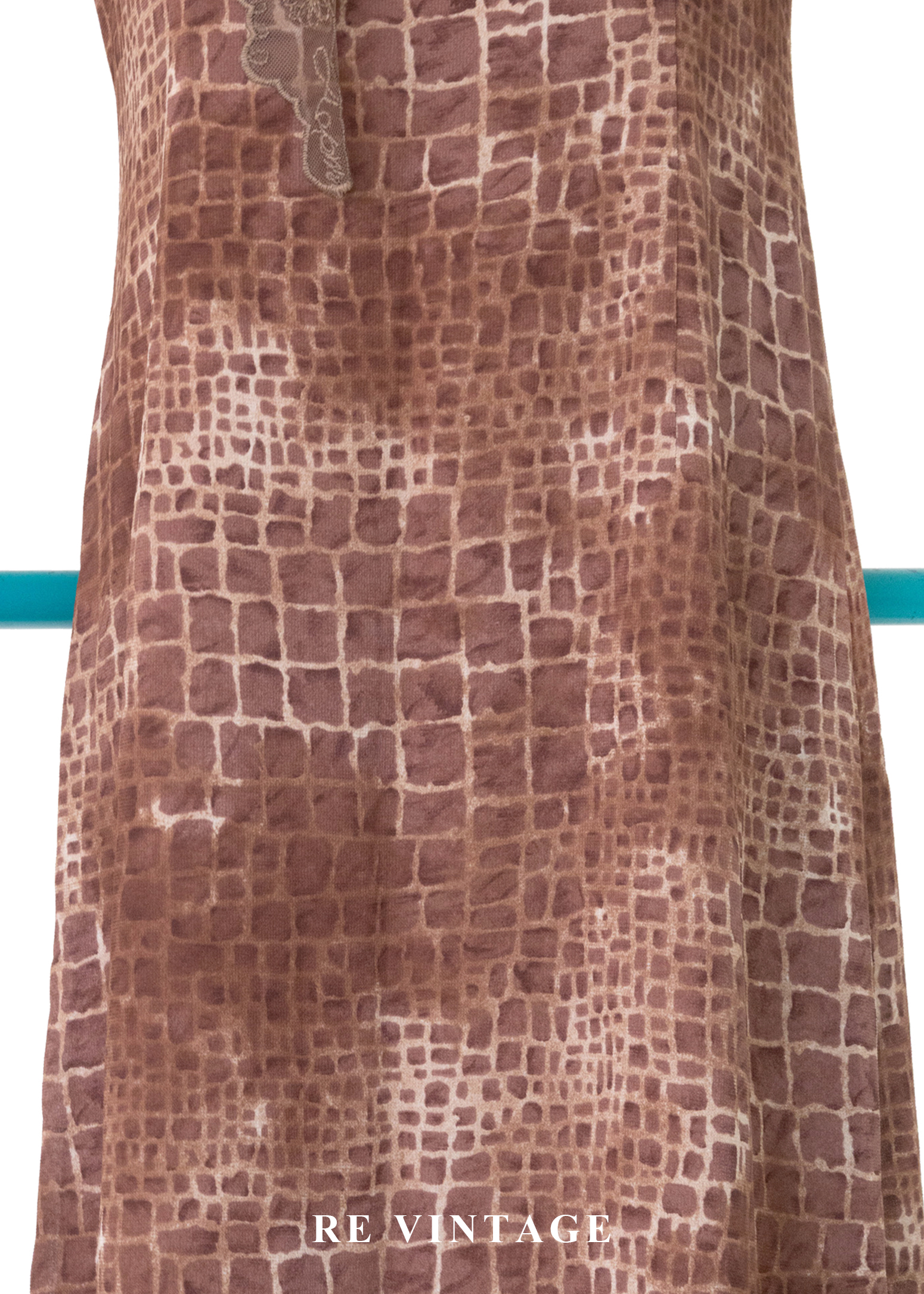 荒野豆沙棕色石牆紋理長洋裝7