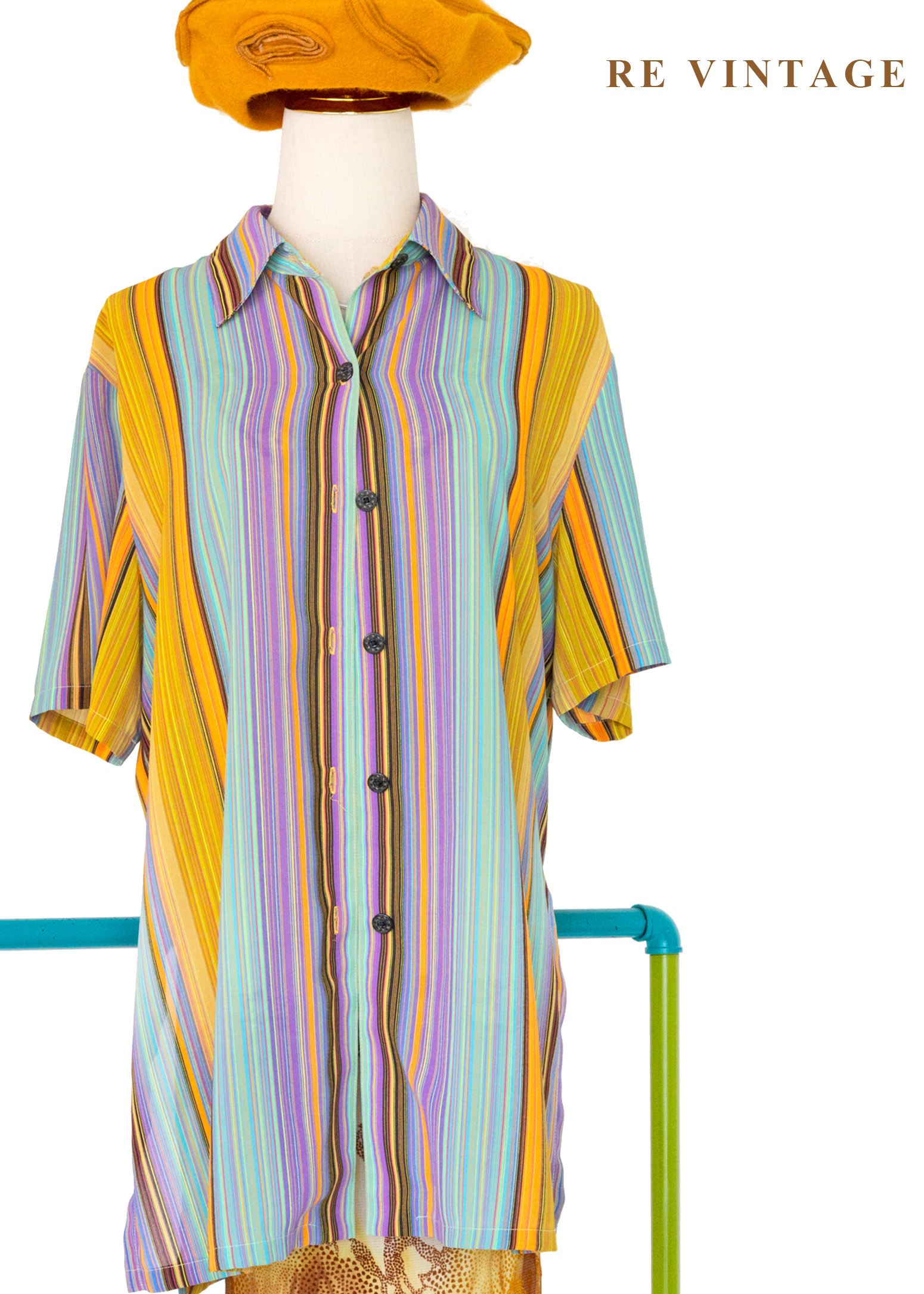 嘉年華條紋短袖襯衫