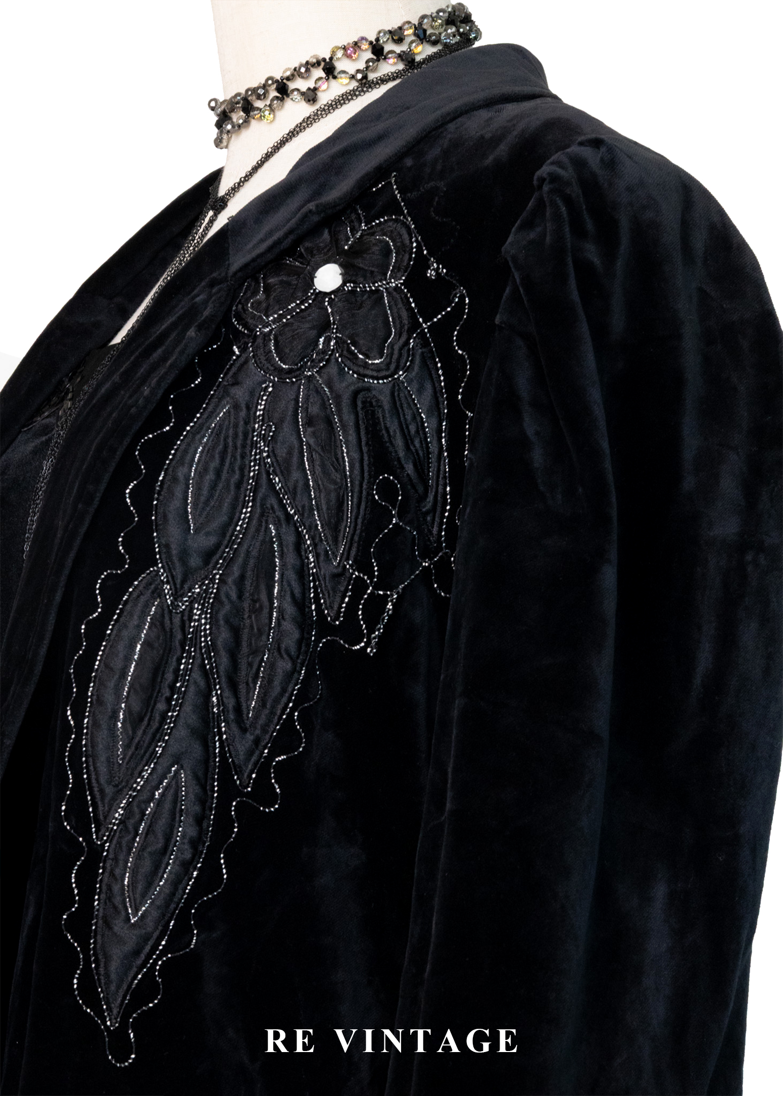 花羽輪廓黑絨深處外套14