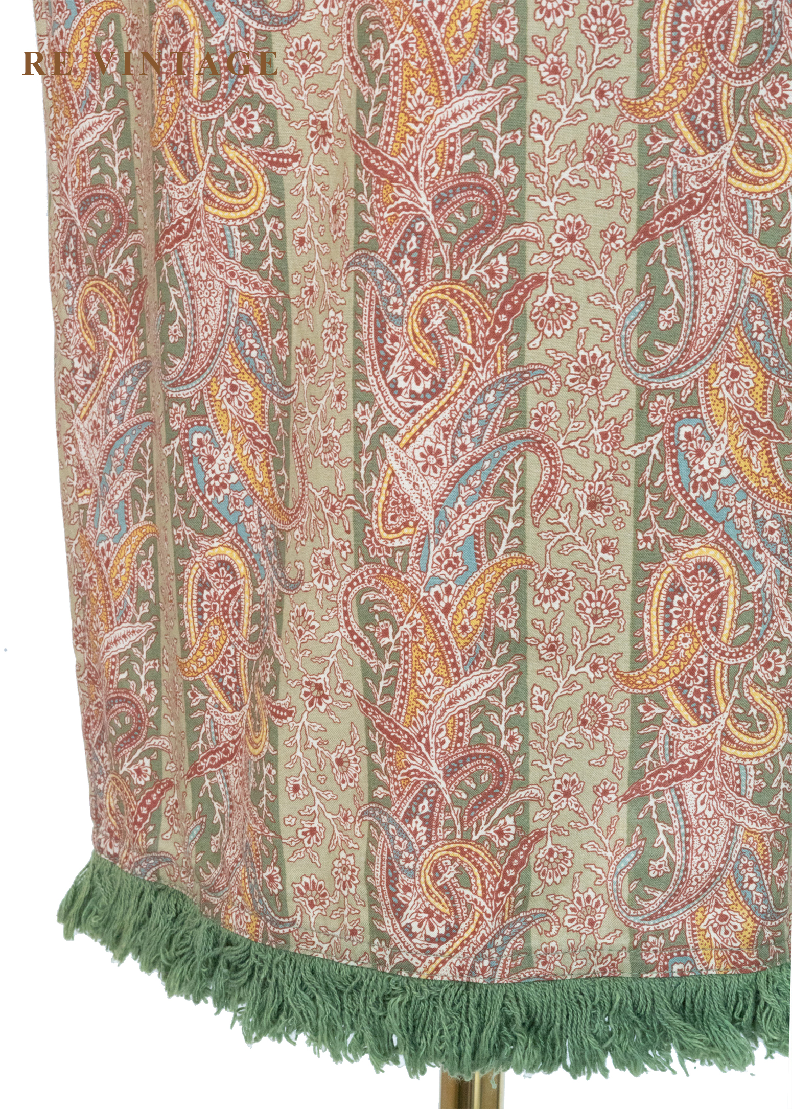 東方花紋草綠流蘇及膝裙(24.5)4