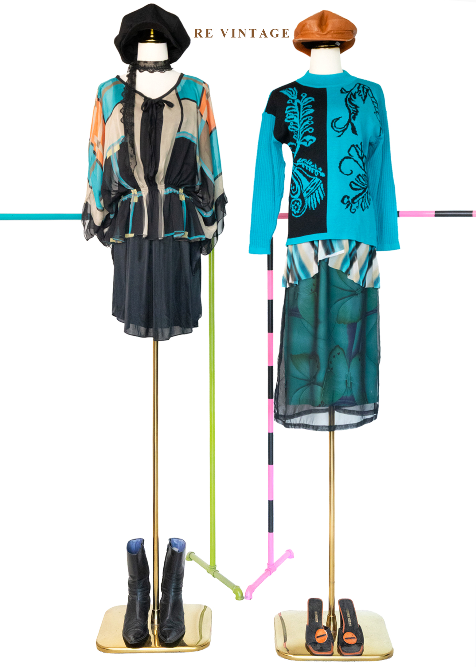 幻境破繭孔雀綠黑紗長裙(28-35")2