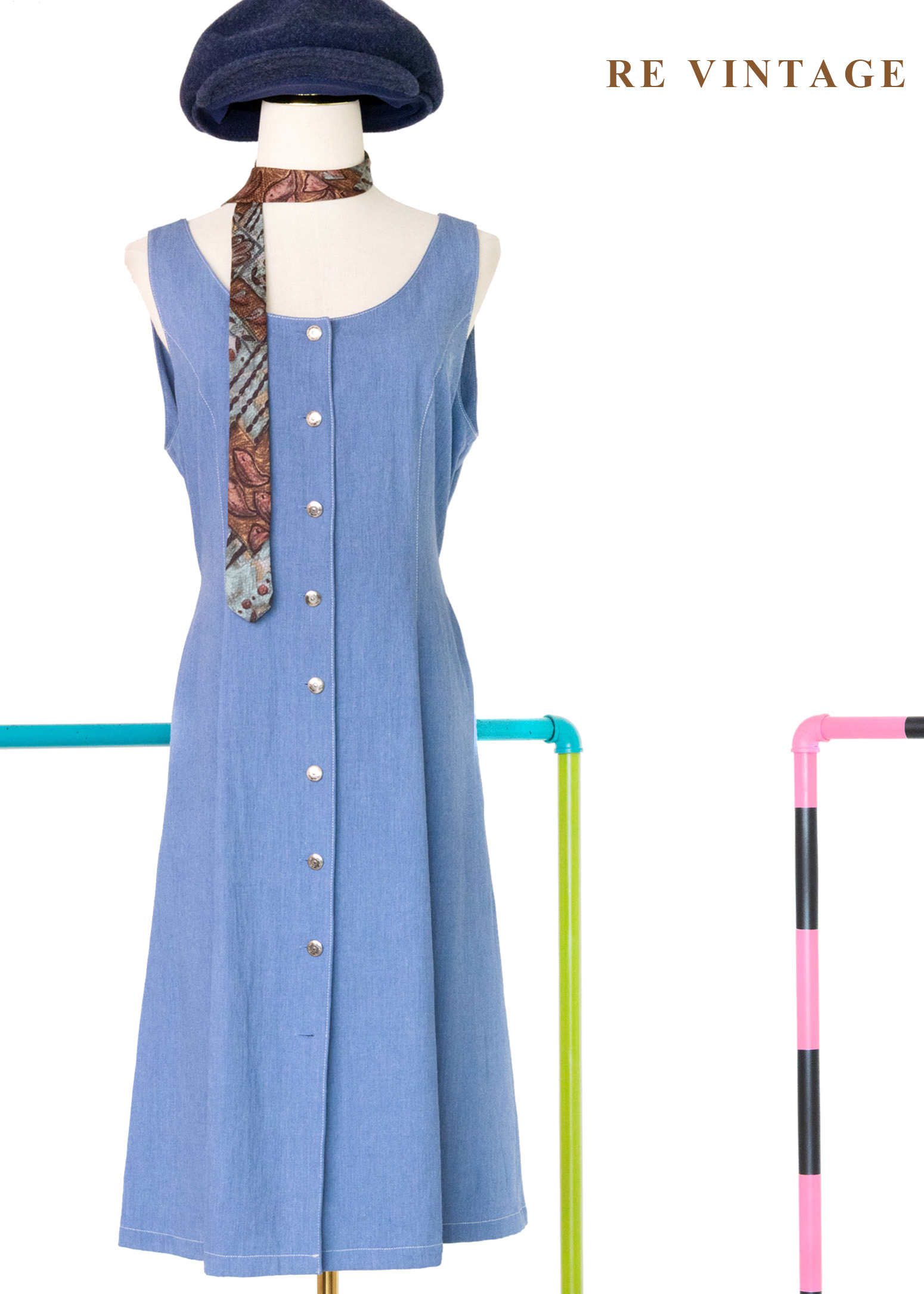 質感單品 - 牛仔色法式簡約洋裝