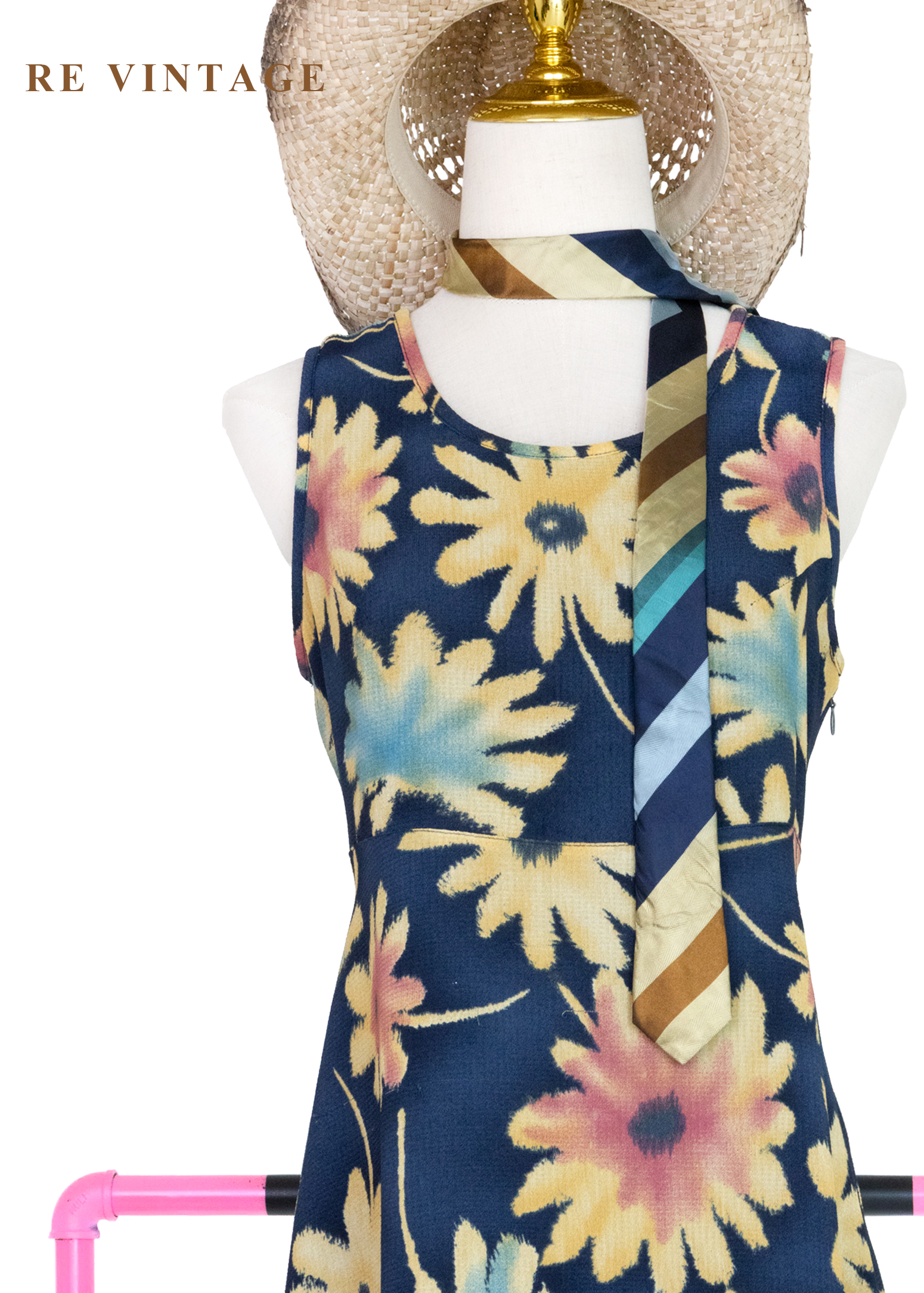 仲夏夜的向日葵 - 摩登大花印花洋裝3