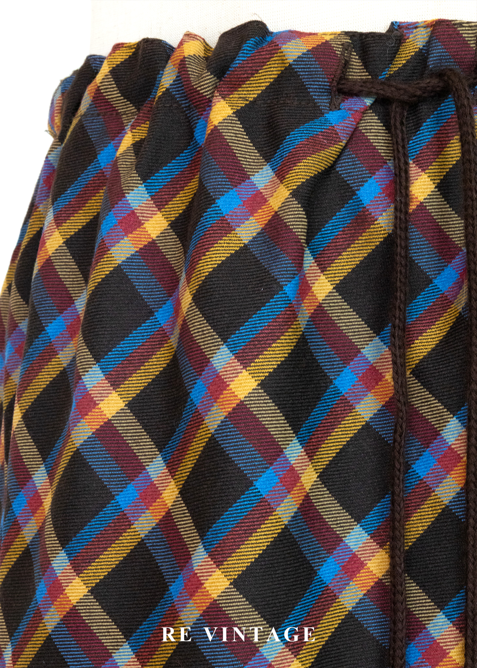 蘇格蘭的落日餘暉暖調格紋抽繩裙(24-30")7