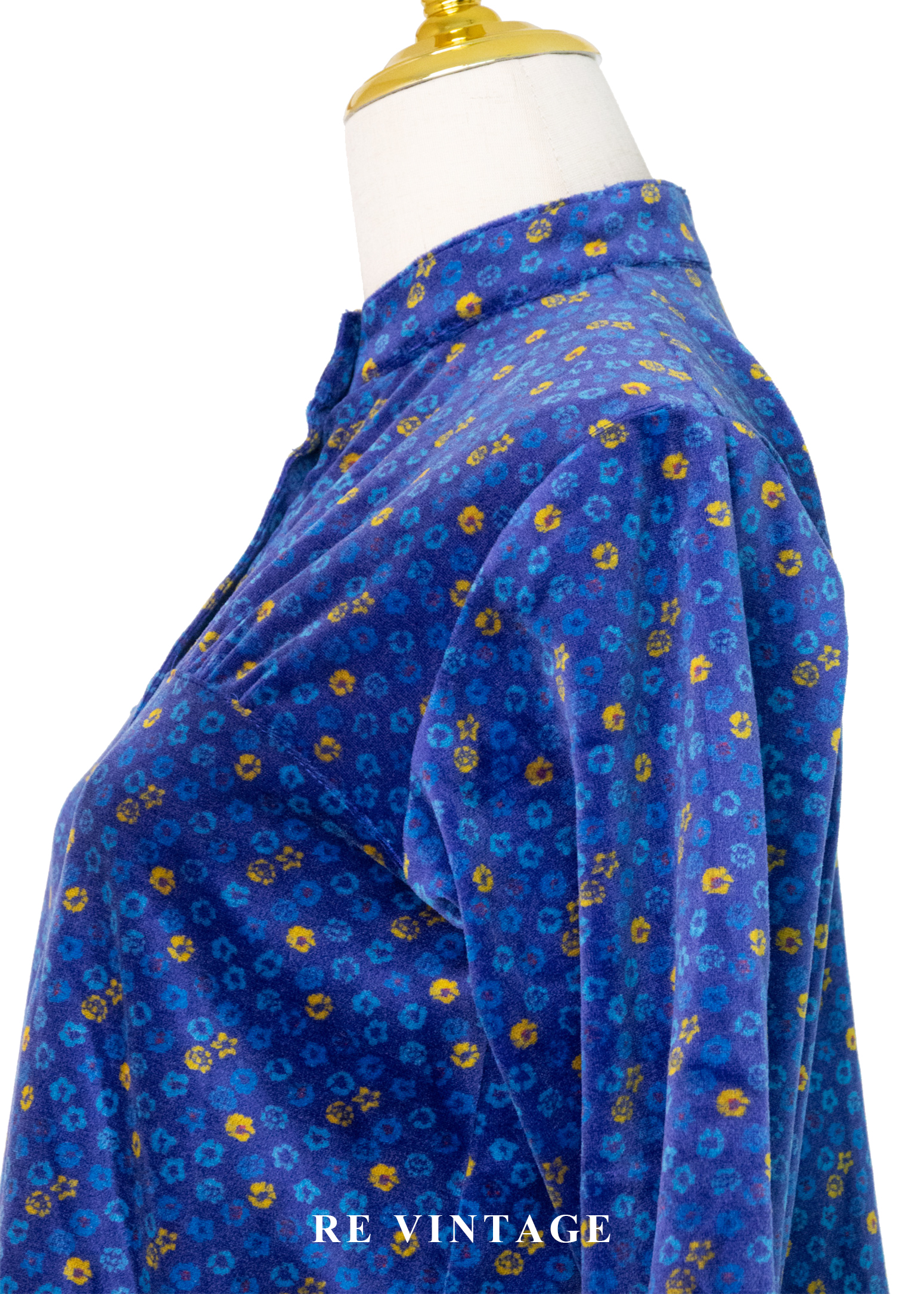 星空花朵散寶藍色絨布上衣7