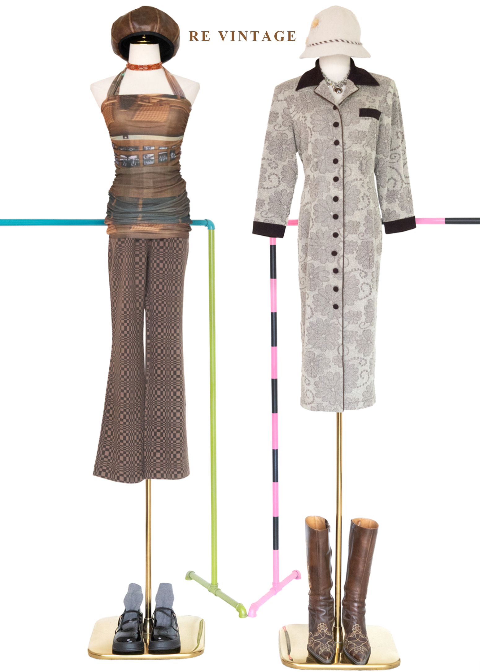 質感單品 - 溫潤培茶壓印花紋西裝式長洋裝2