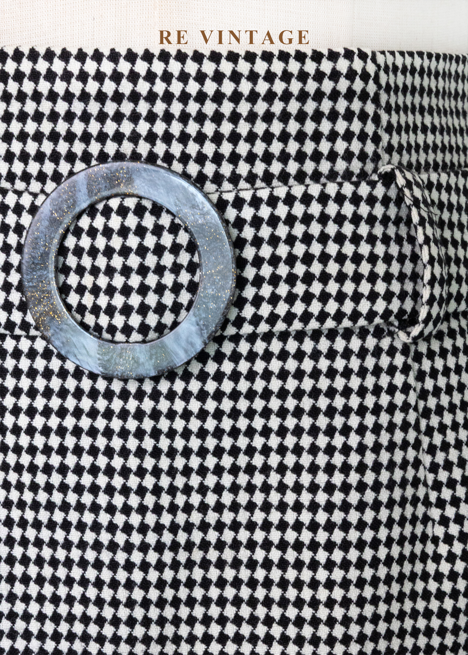 質感單品 - 經典黑白千鳥格短裙(26")5