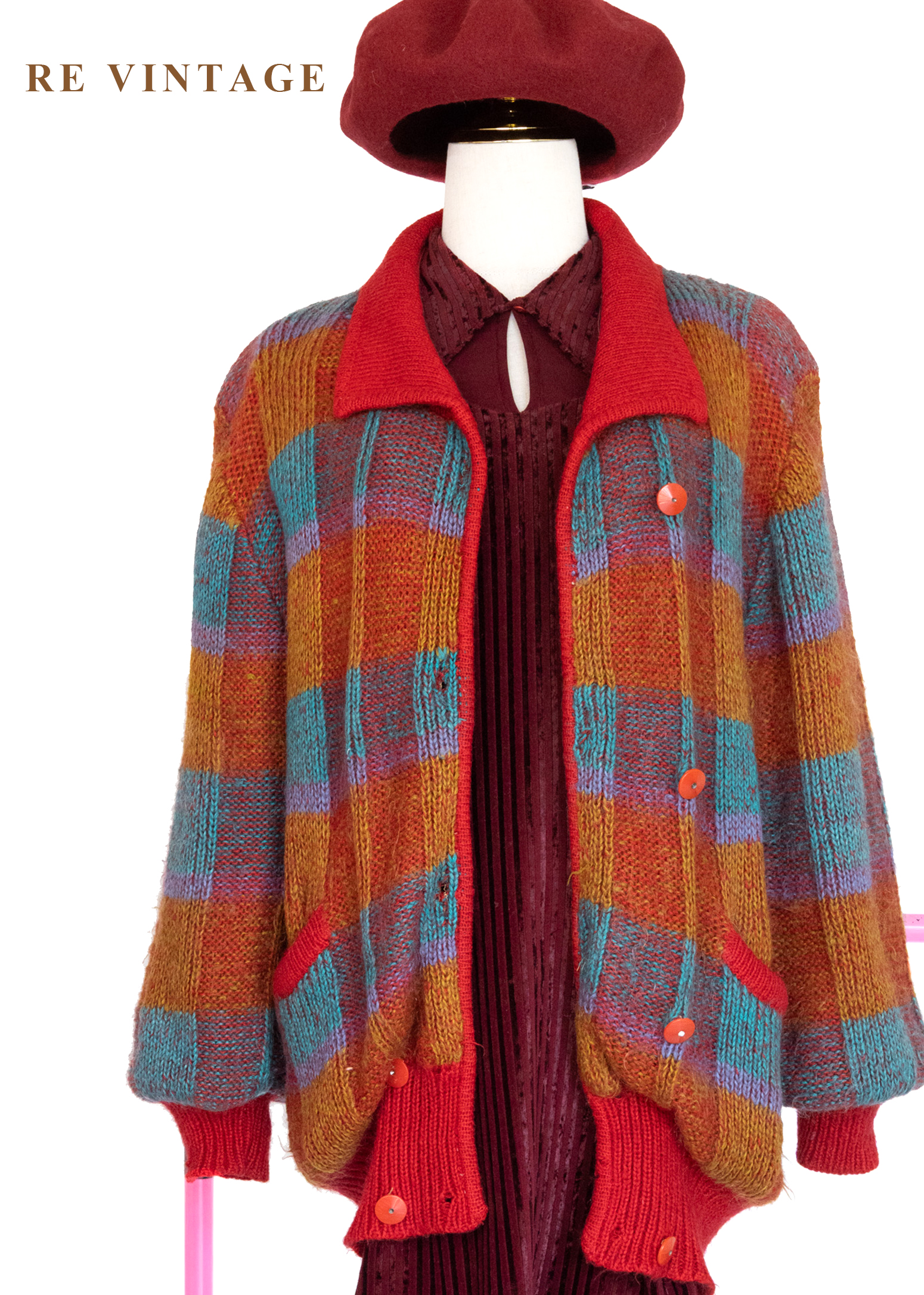 色彩炸彈大格紋針織毛衣外套3