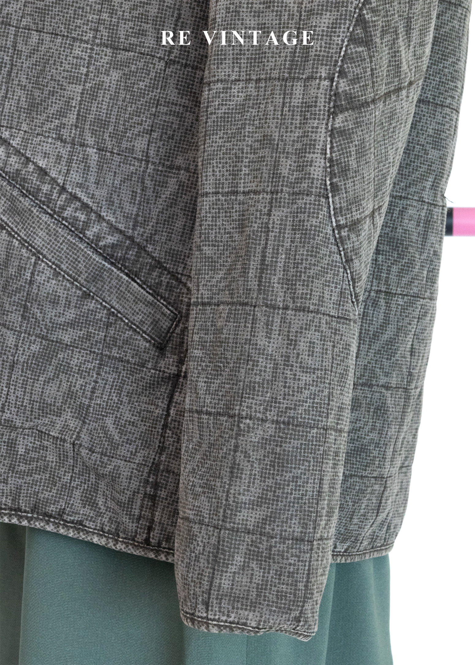 重磅水洗迷幻格紋硬挺夾克9