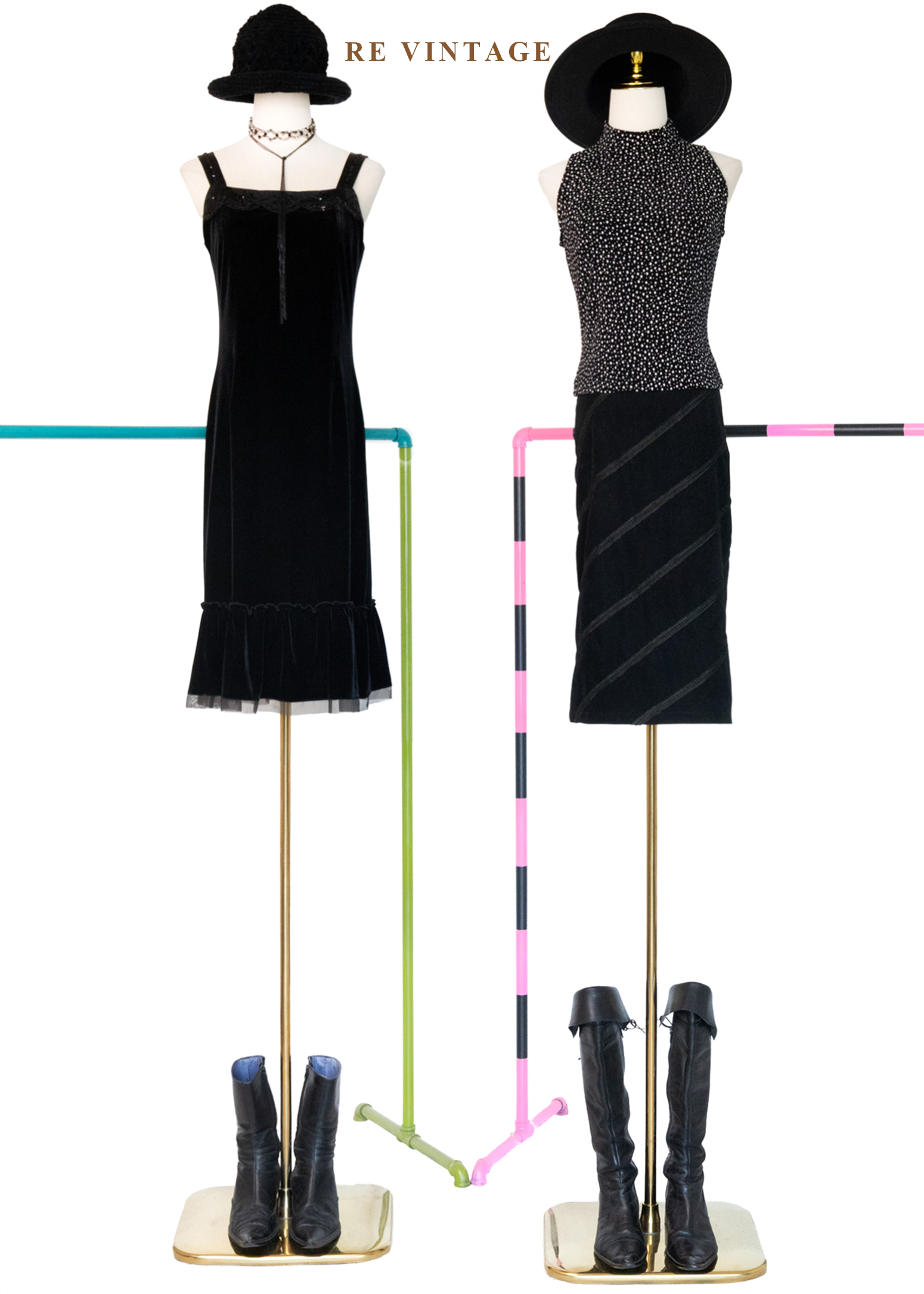 微光天鵝絨黑色連身裙2