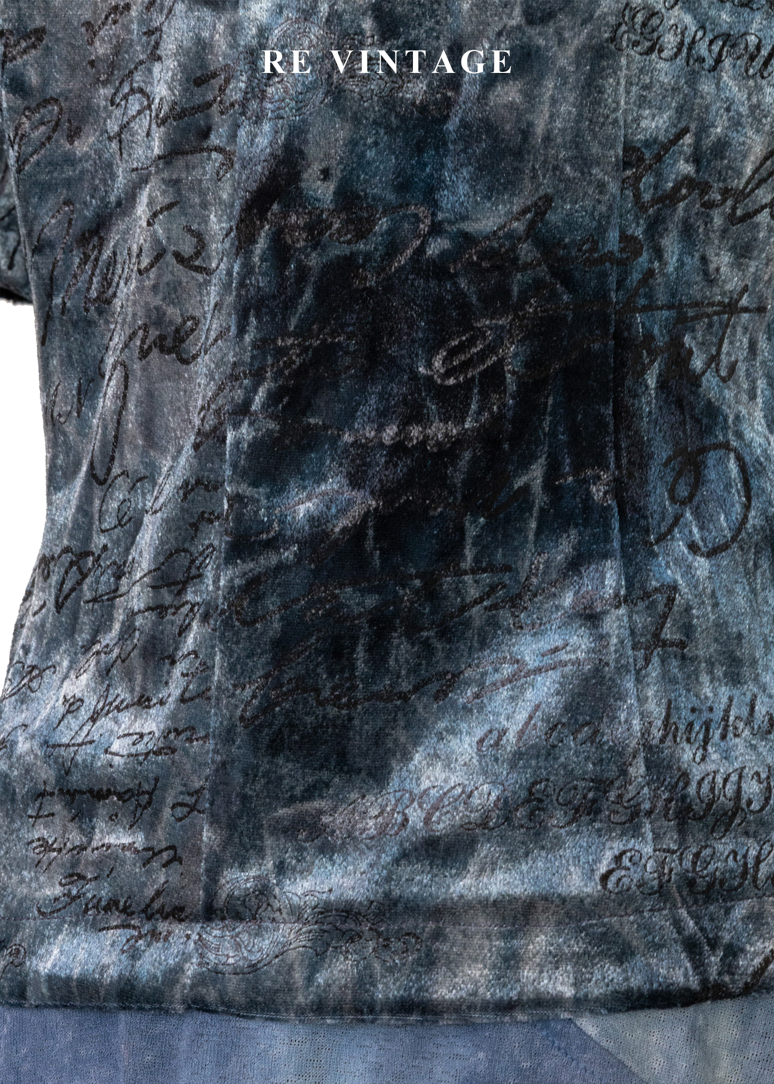 冷光藍灰調舊信紙絨布上衣10