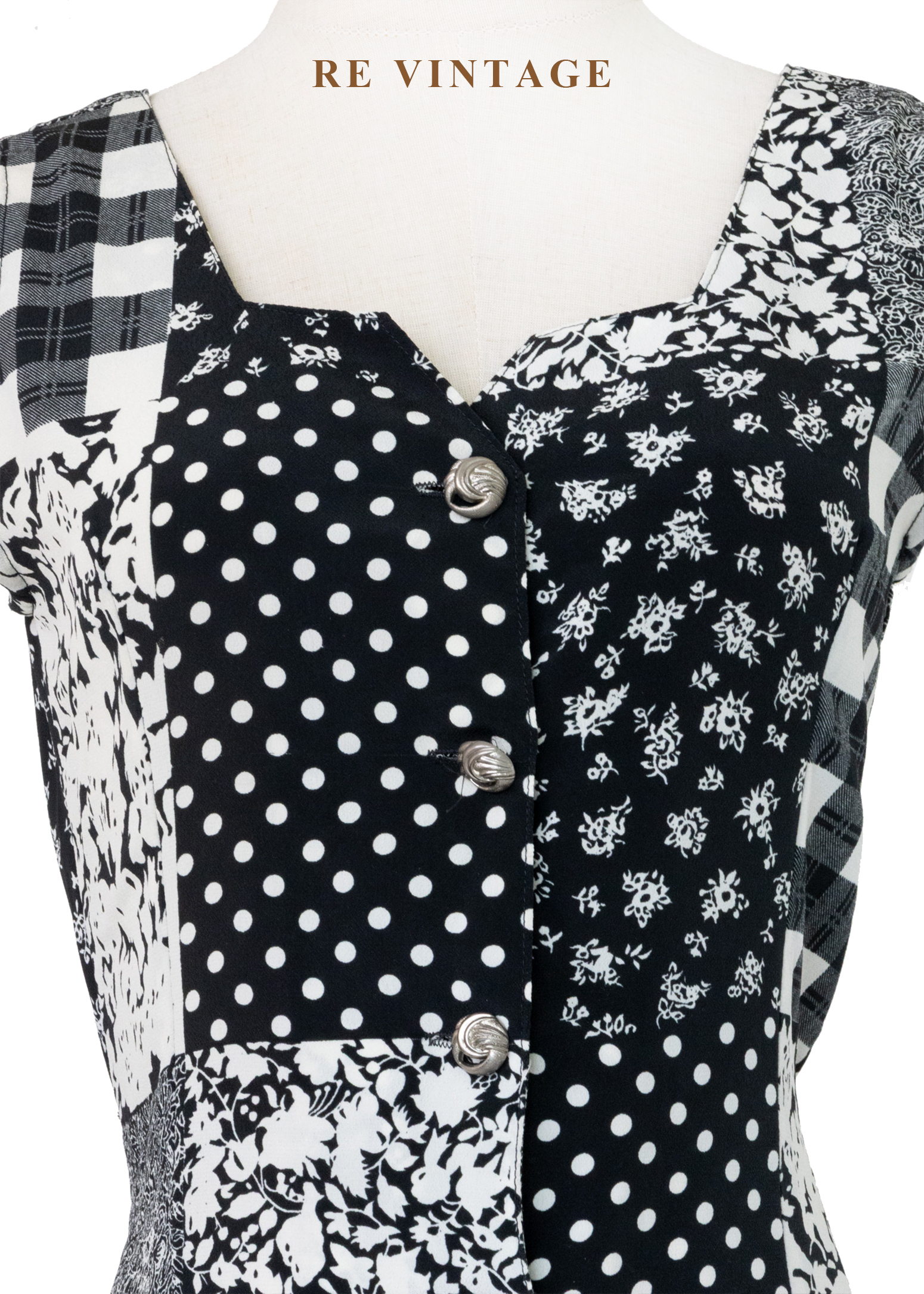 黑白故事拼圖 Patchwork 連身褲11