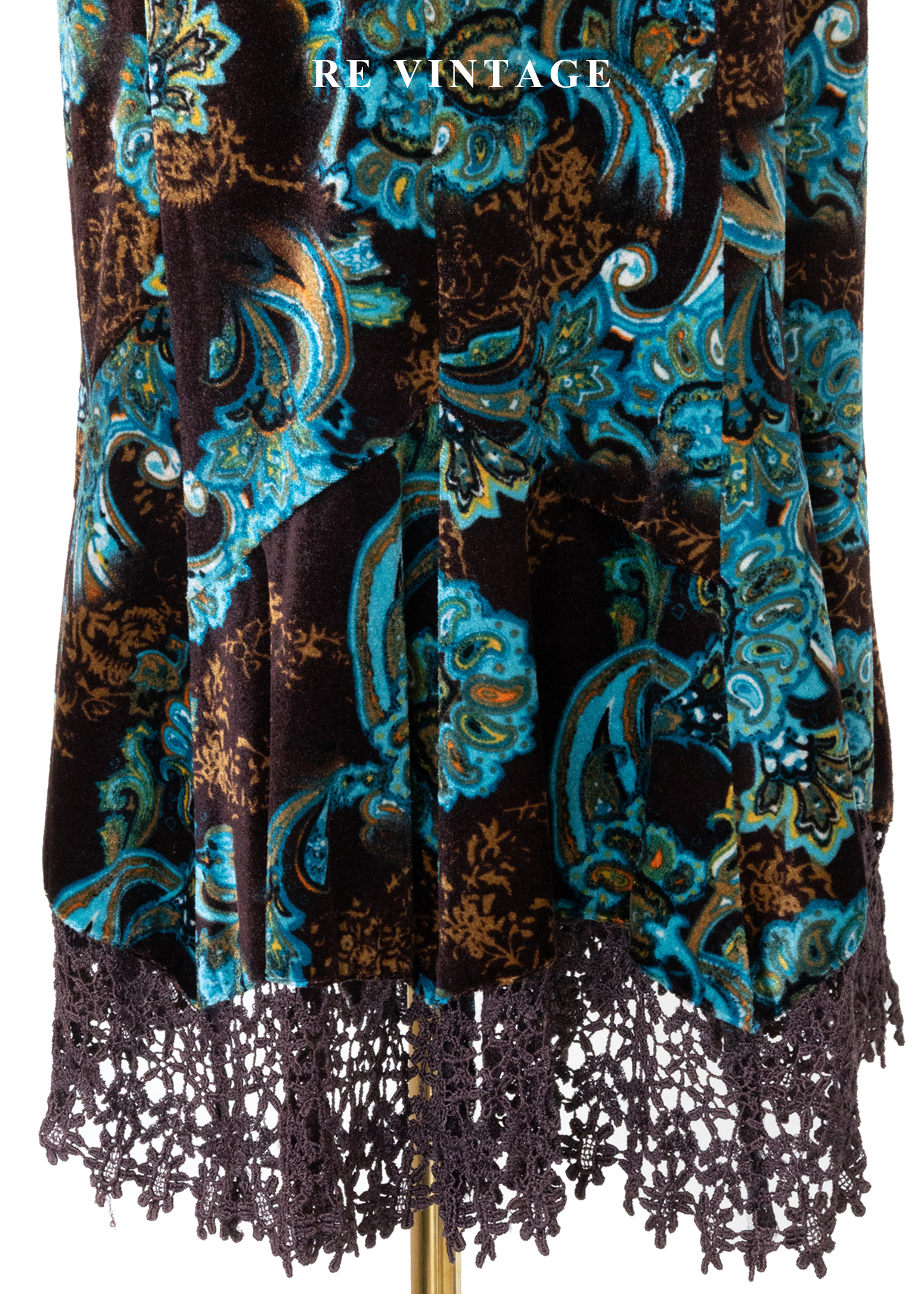 深夜寶石綠古董花紋美裙(27.5")4