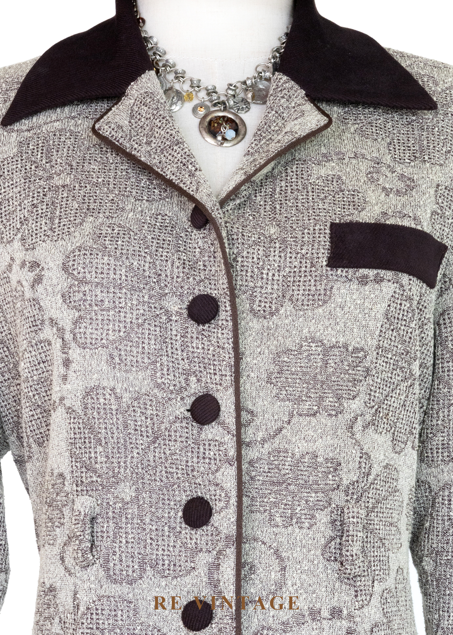 質感單品 - 溫潤培茶壓印花紋西裝式長洋裝5