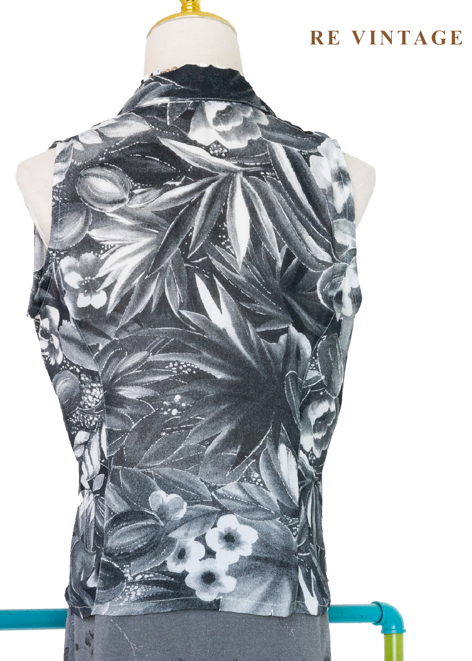 復古底片裡的花朵雙排釦背心10