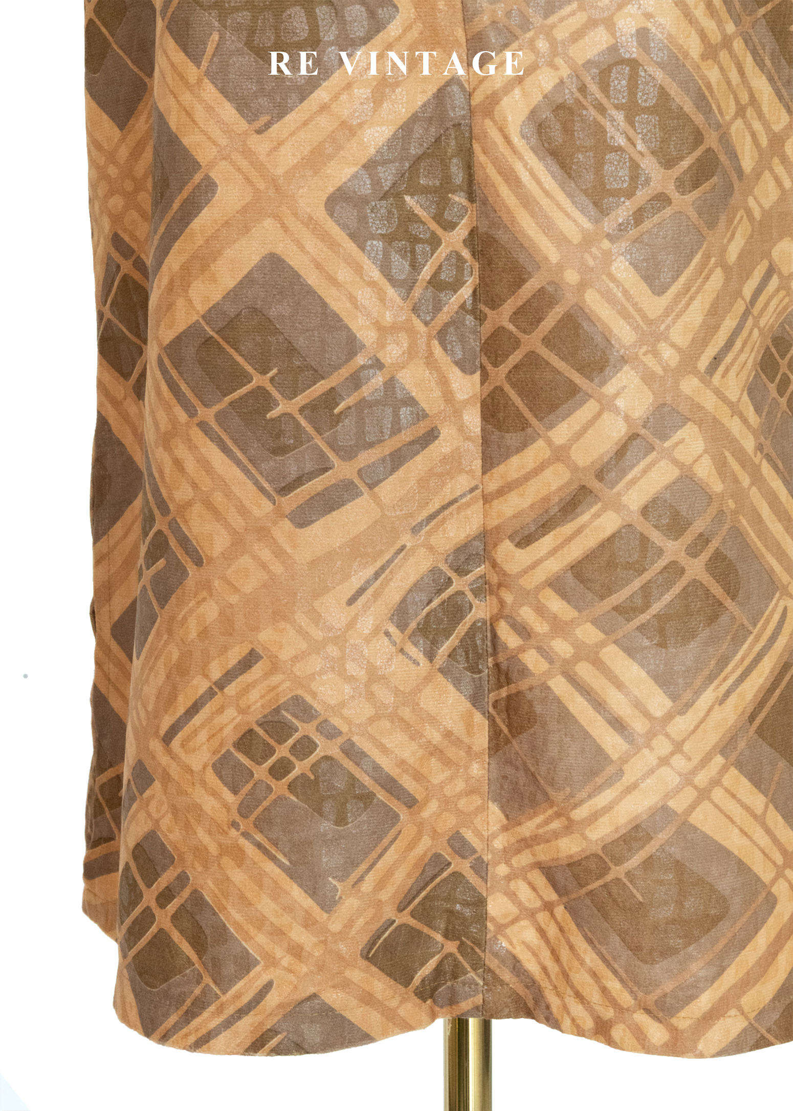 秋色麥穗菱格紋及膝裙(24-26")8