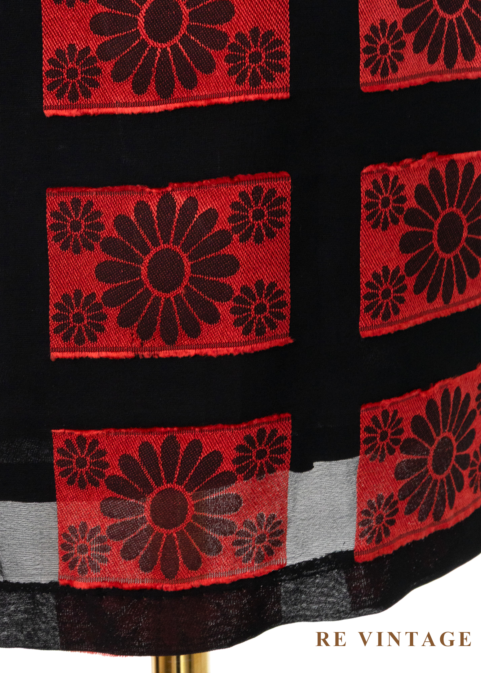 紅黑花朵定格照片高腰短裙(29")6