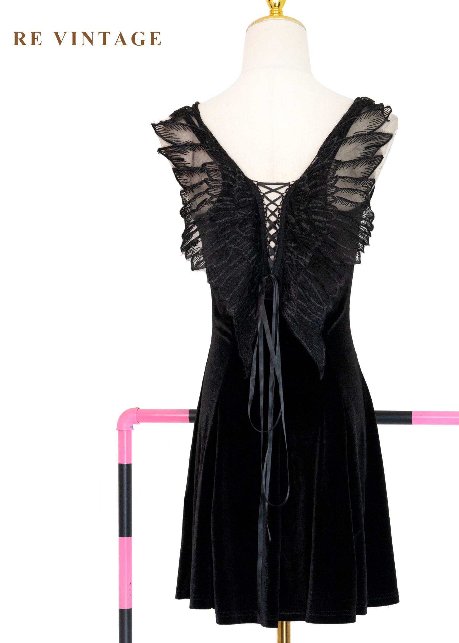 夜翼危險天使絨布洋裝