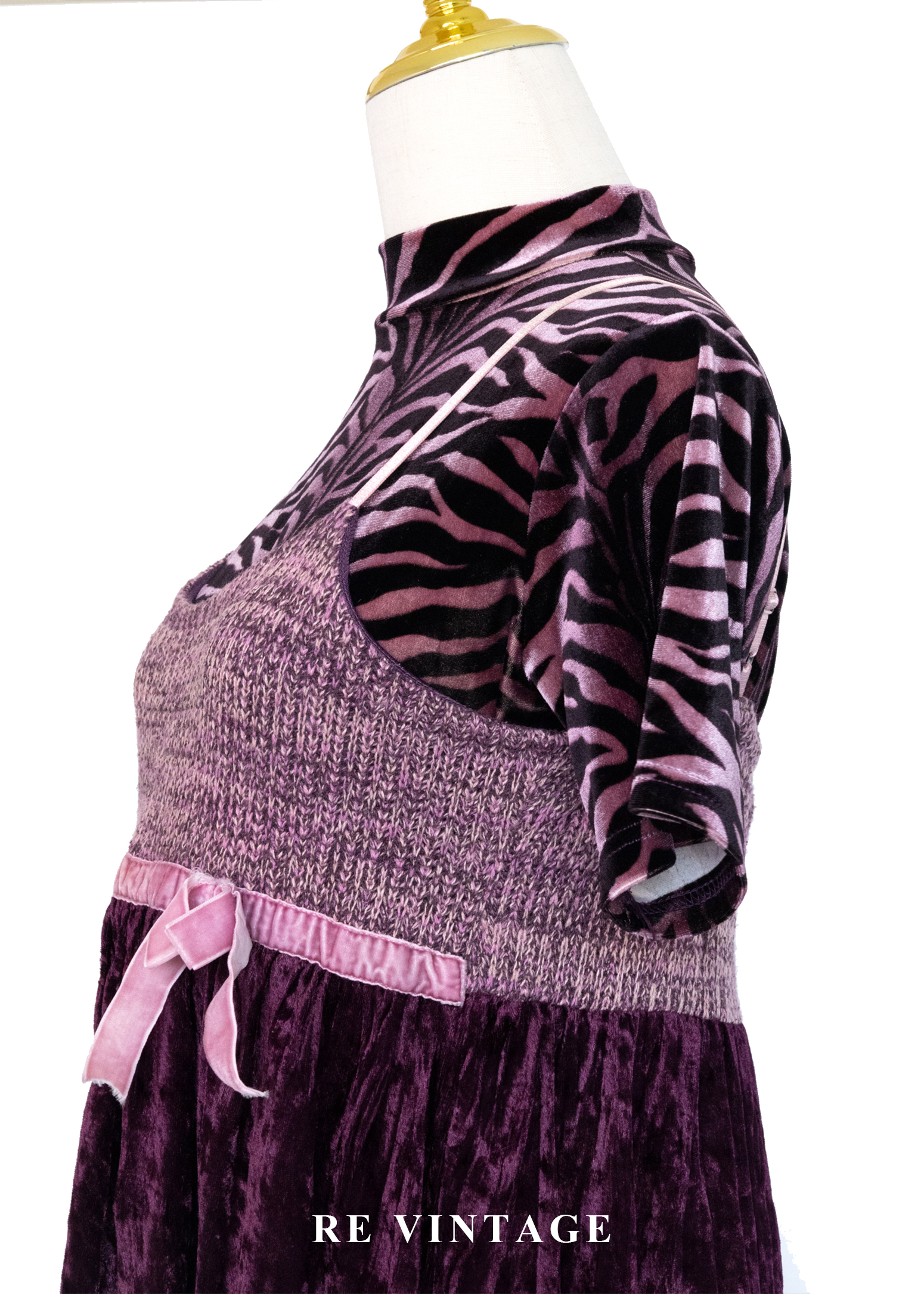 暗夜蝴蝶迷幻紫絨布蕾絲小洋裝10