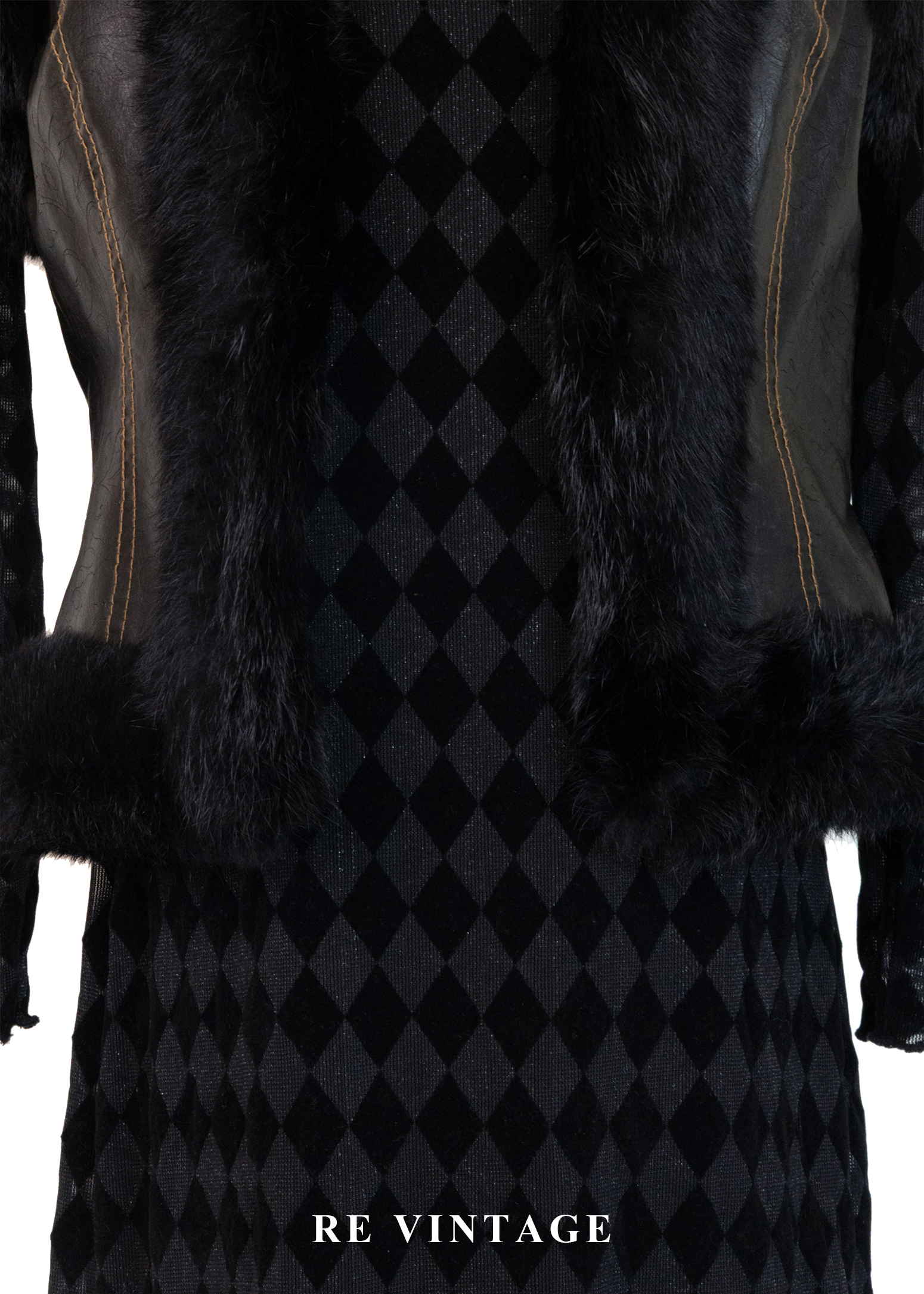 細緻壓花皮革毛毛背心4