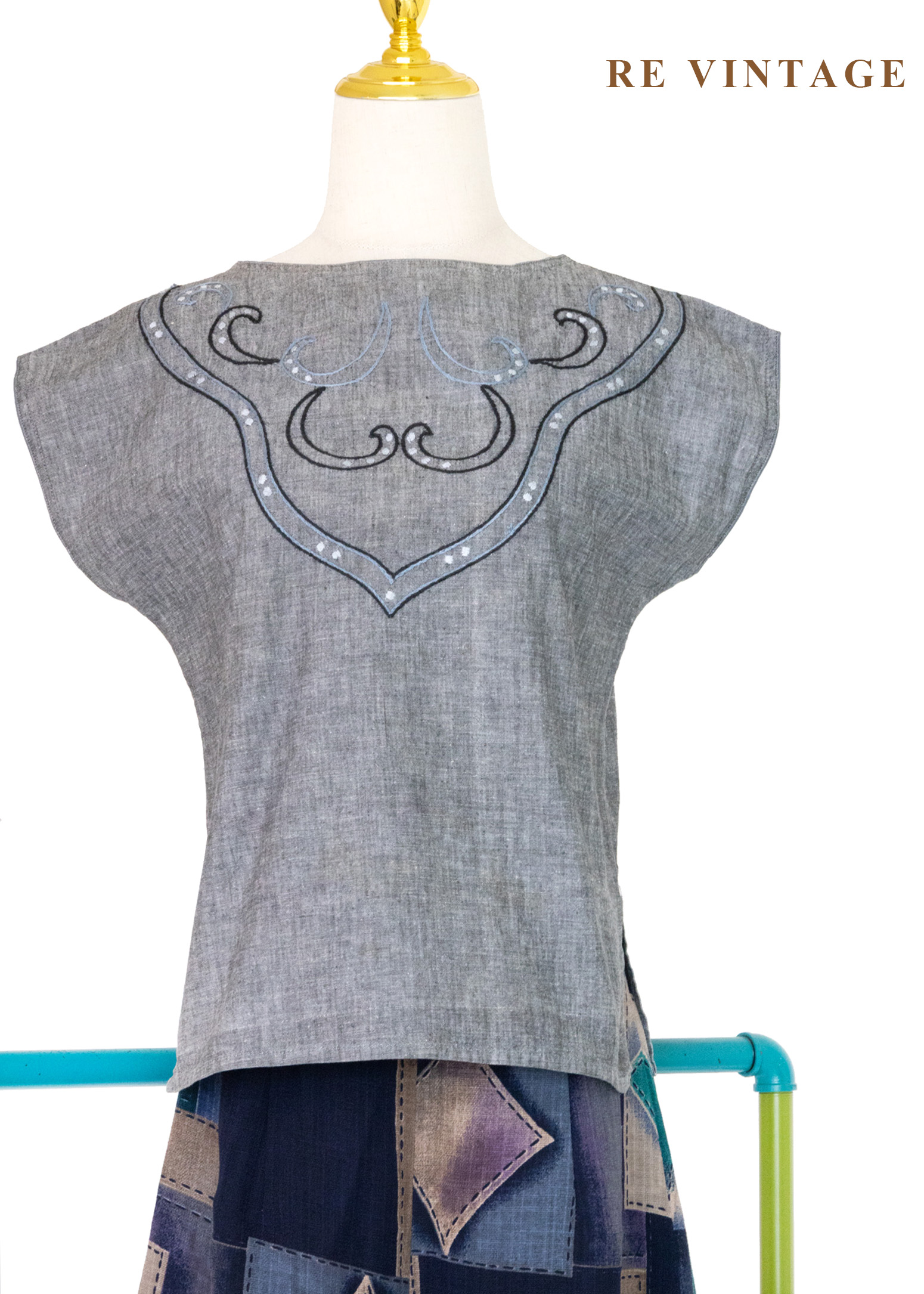 摩登西部牛仔灰底帥氣上衣5