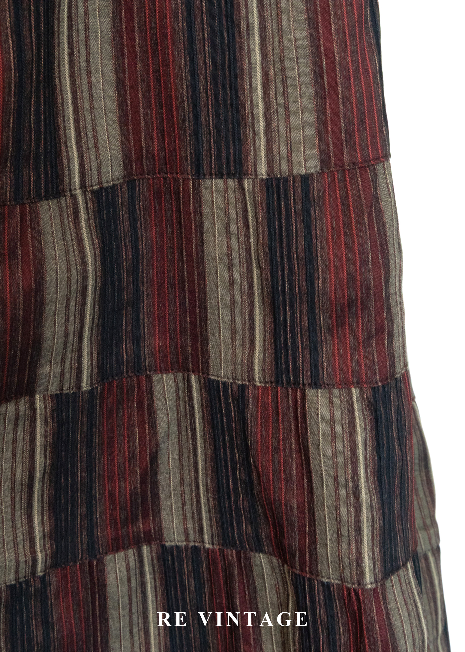 時空階梯條紋拼貼格紋長裙(25-29")5