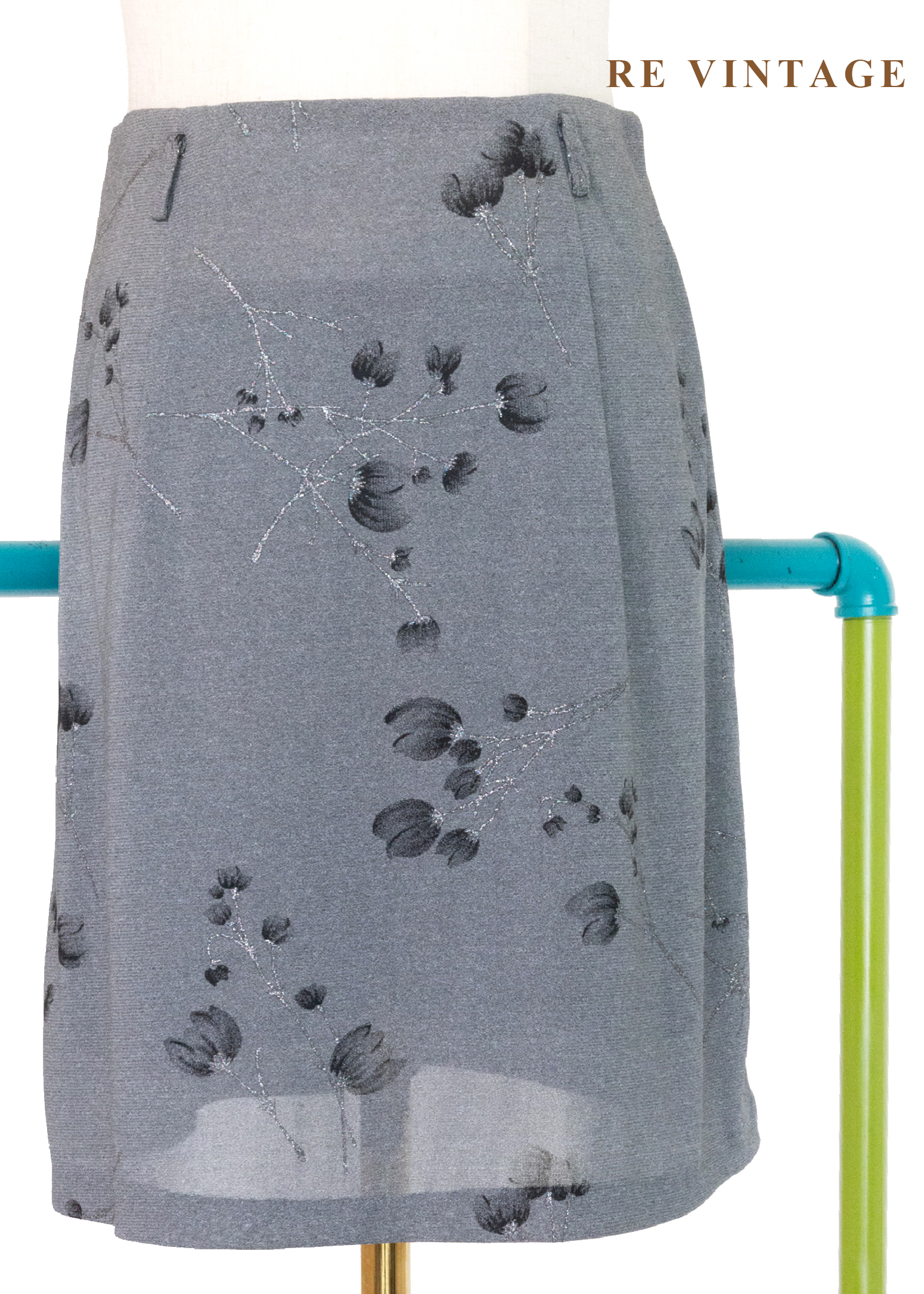 霧灰的花瓣與枝葉短裙(26")