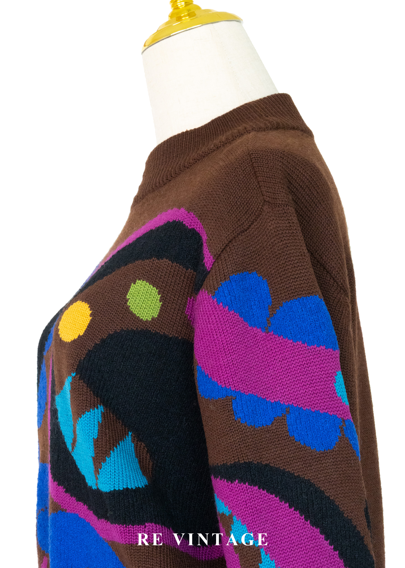 摩登普普抽象圖騰牛奶棕針織毛衣10