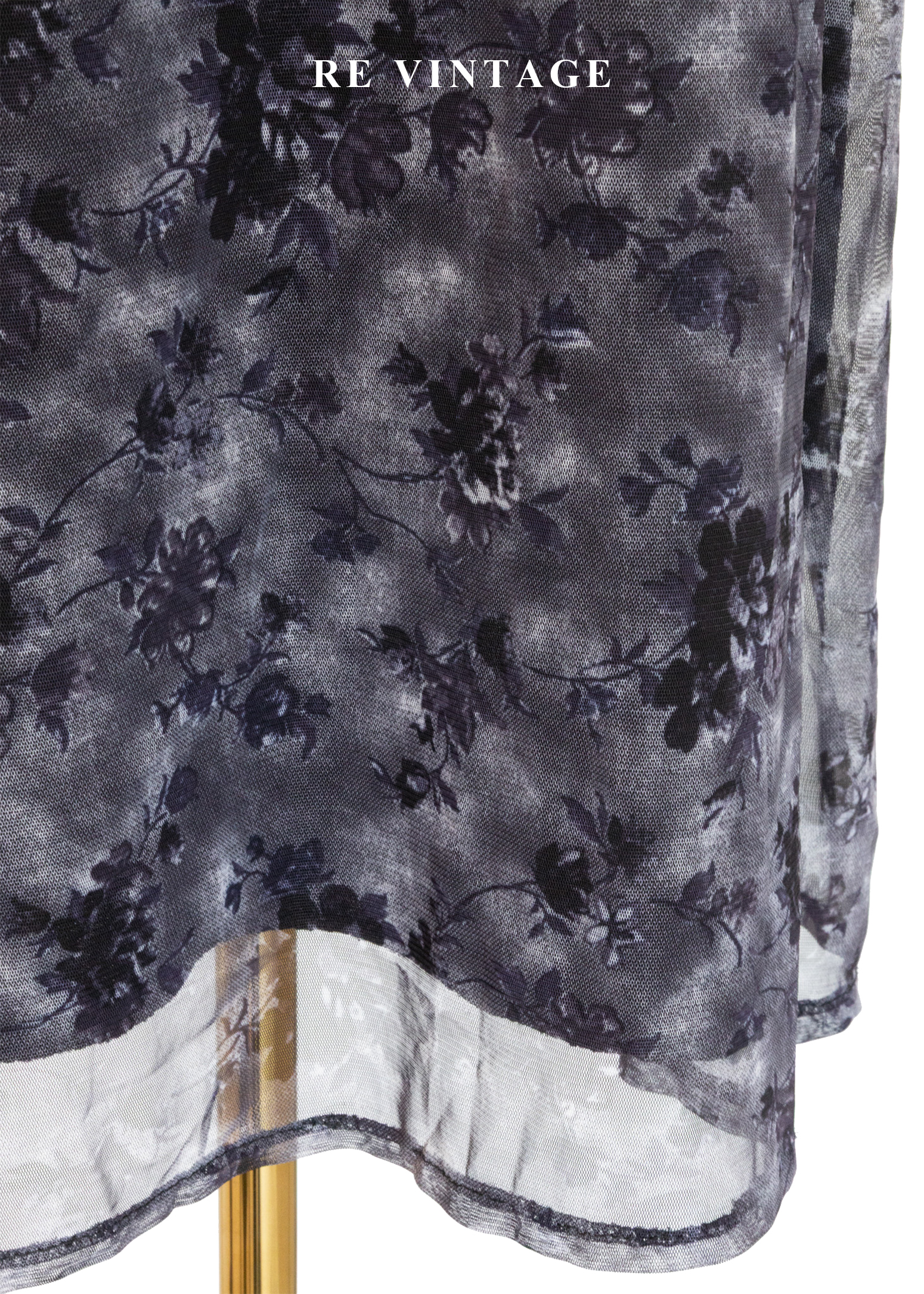 霧藍花朵網紗長裙(25-30")9