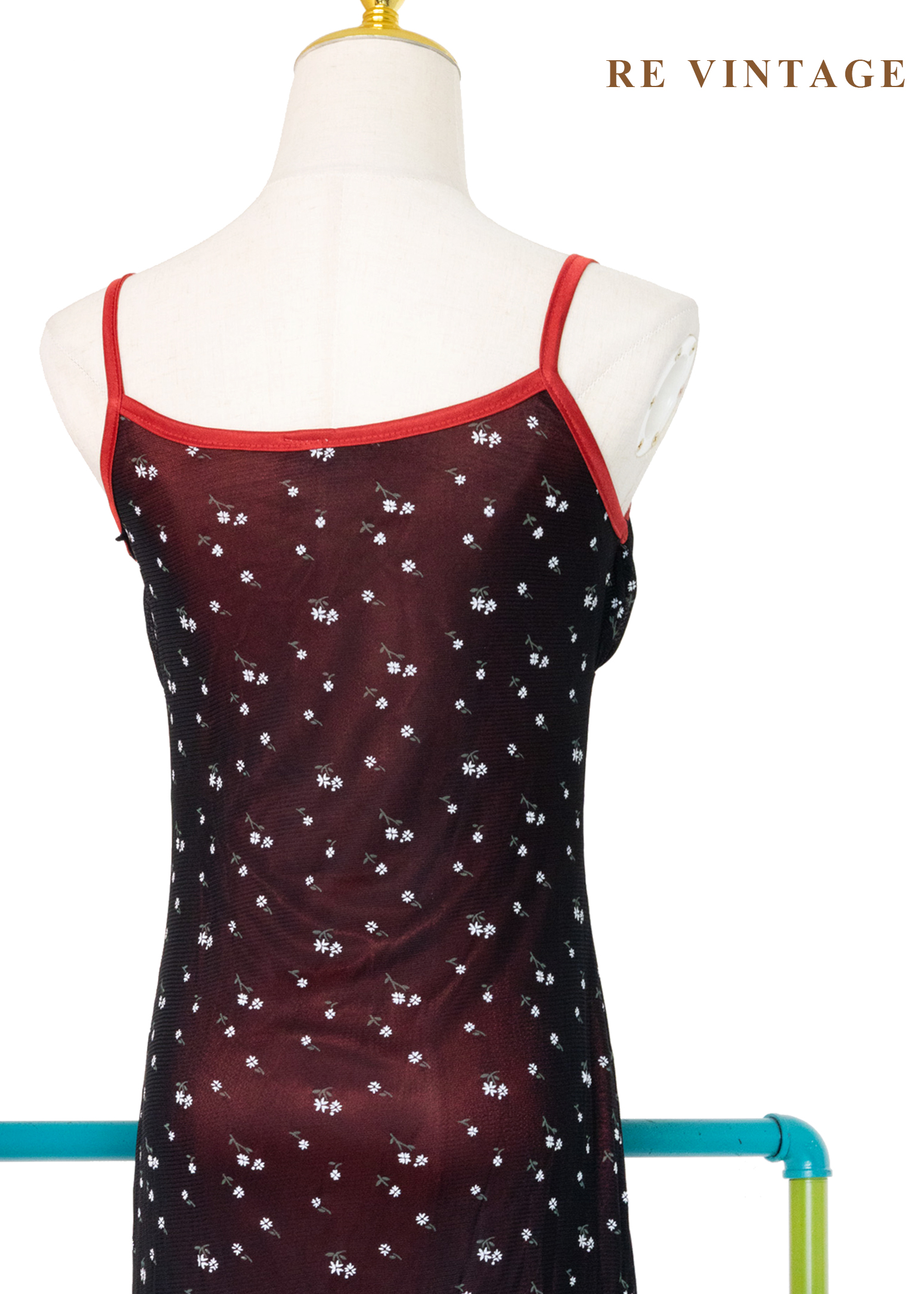 韓國製 - 紅光小花星空細肩帶洋裝13