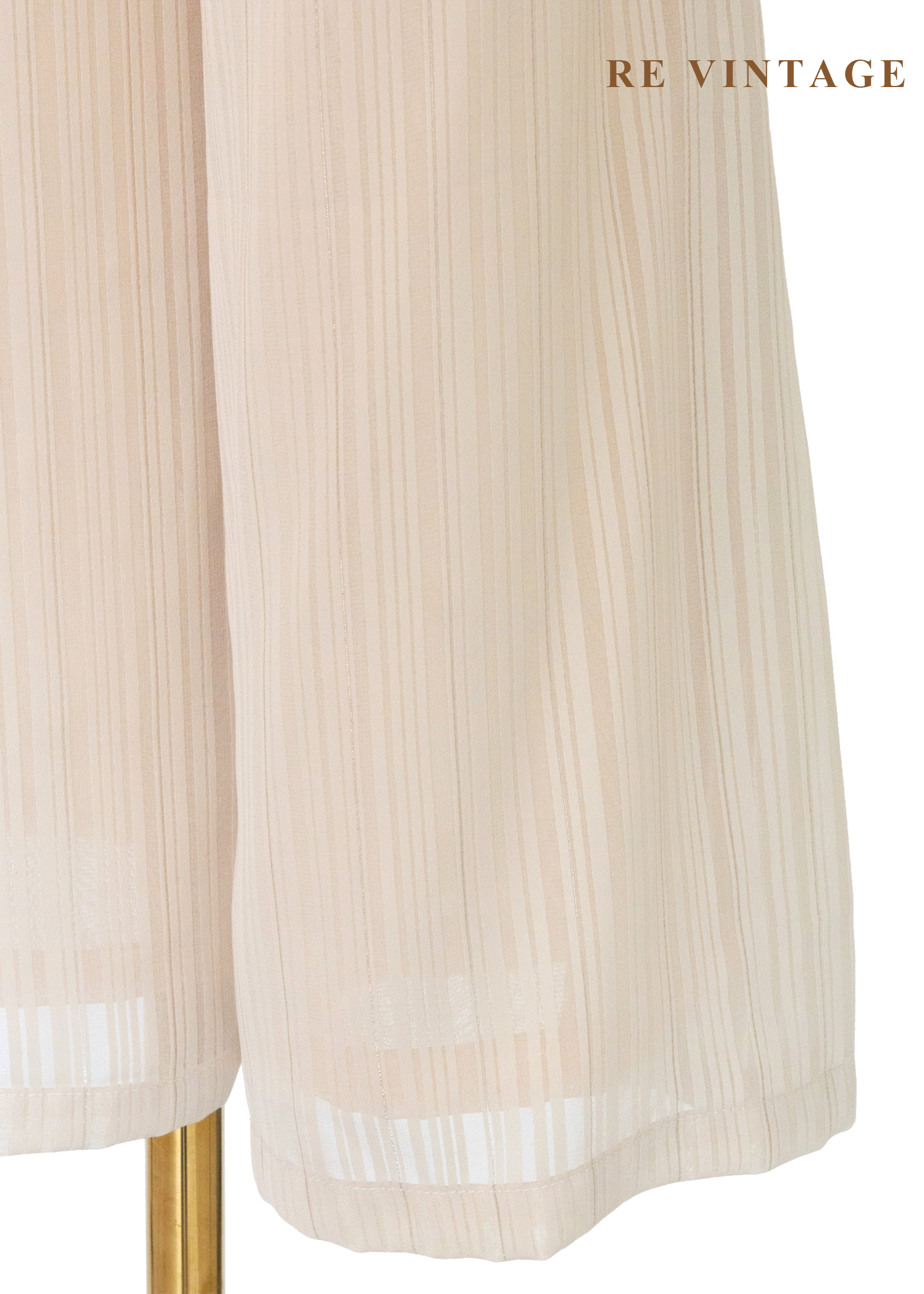 奶油白線條中國釦高腰直筒褲(27")13