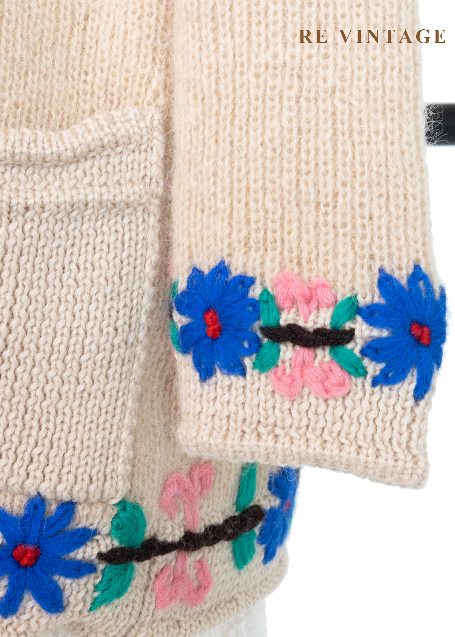 奶油白小花綻放毛料針織毛衣外套11