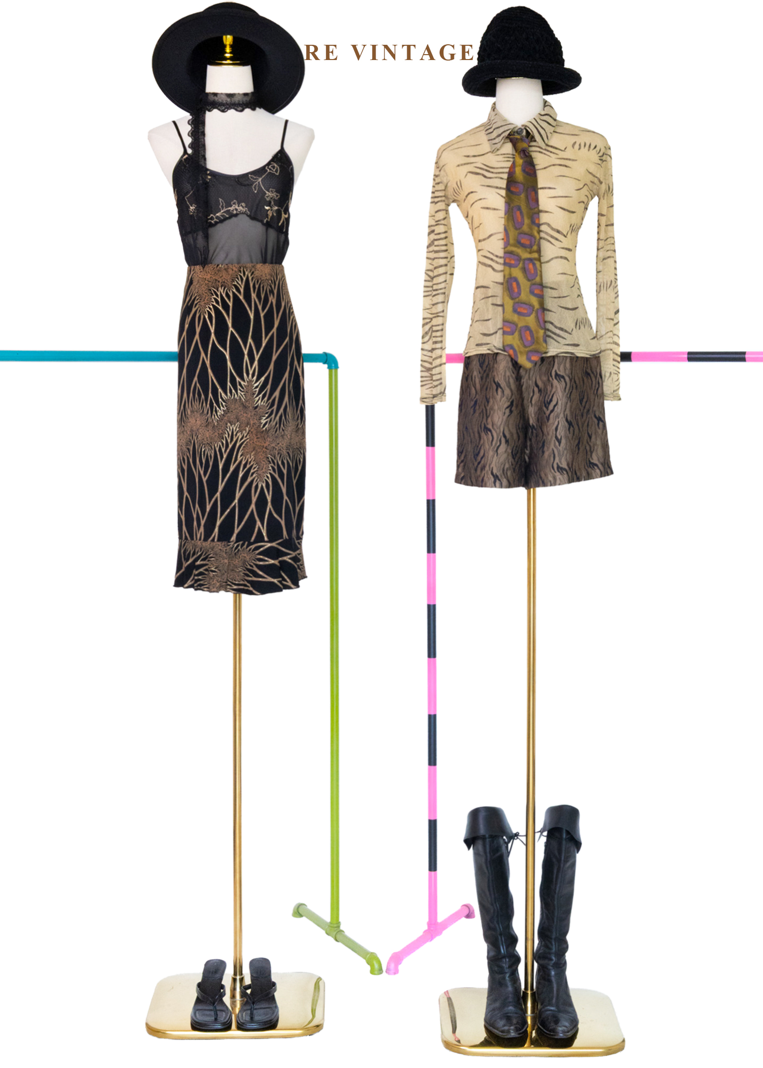 黑與金藤蔓黑長裙(25-30")2