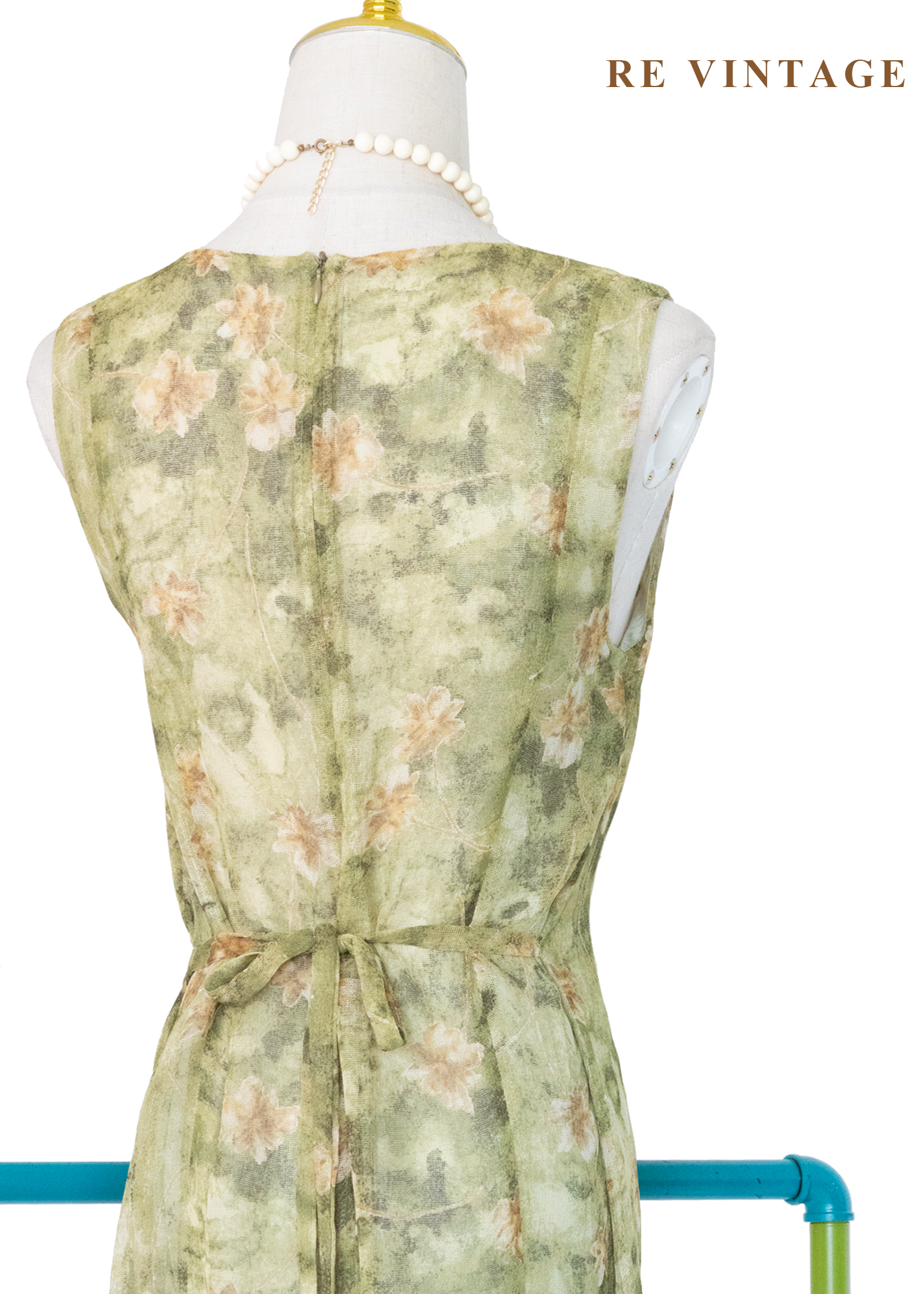 翠谷幽蘭渲染綠碎花長洋裝12