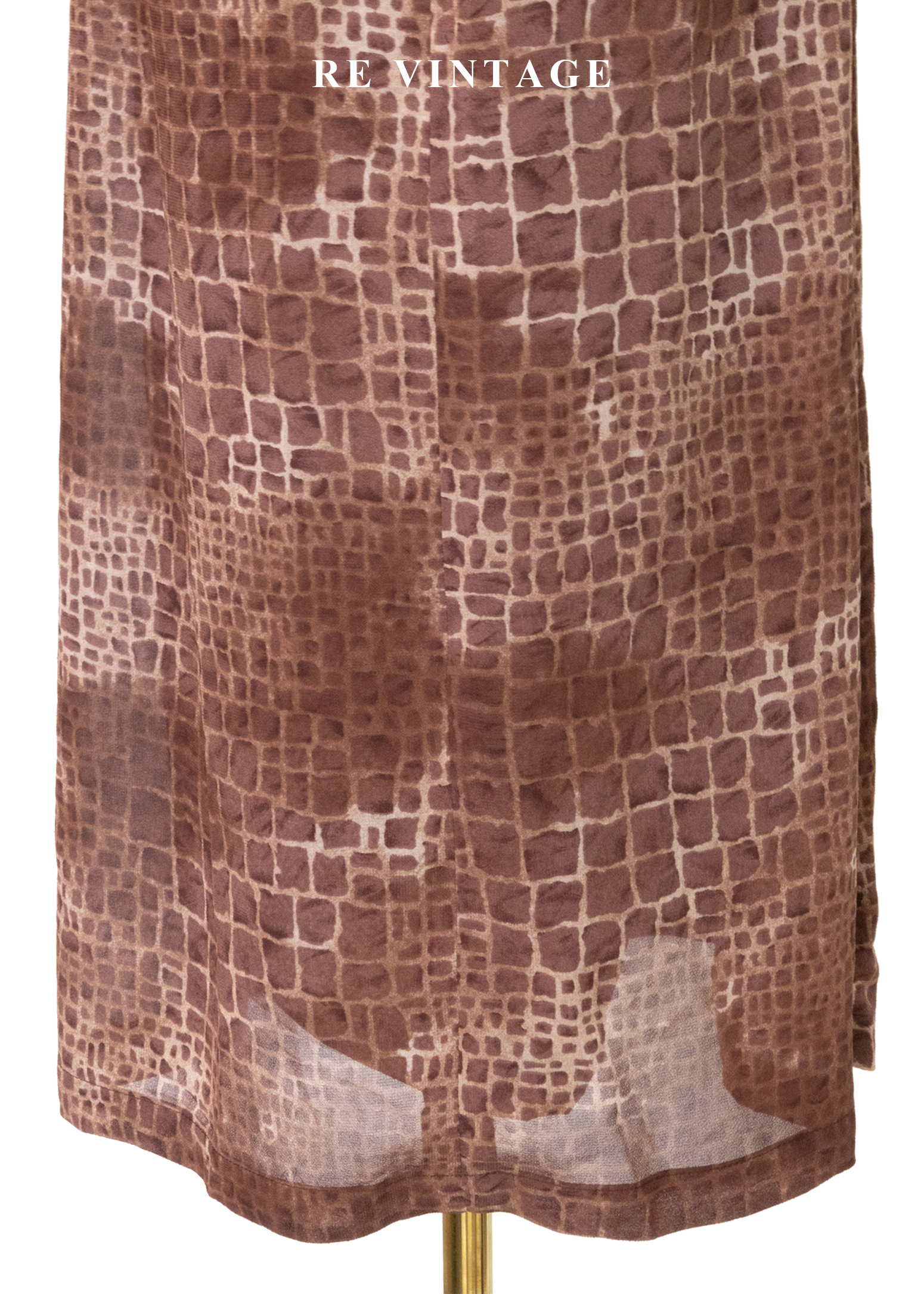 荒野豆沙棕色石牆紋理長洋裝14