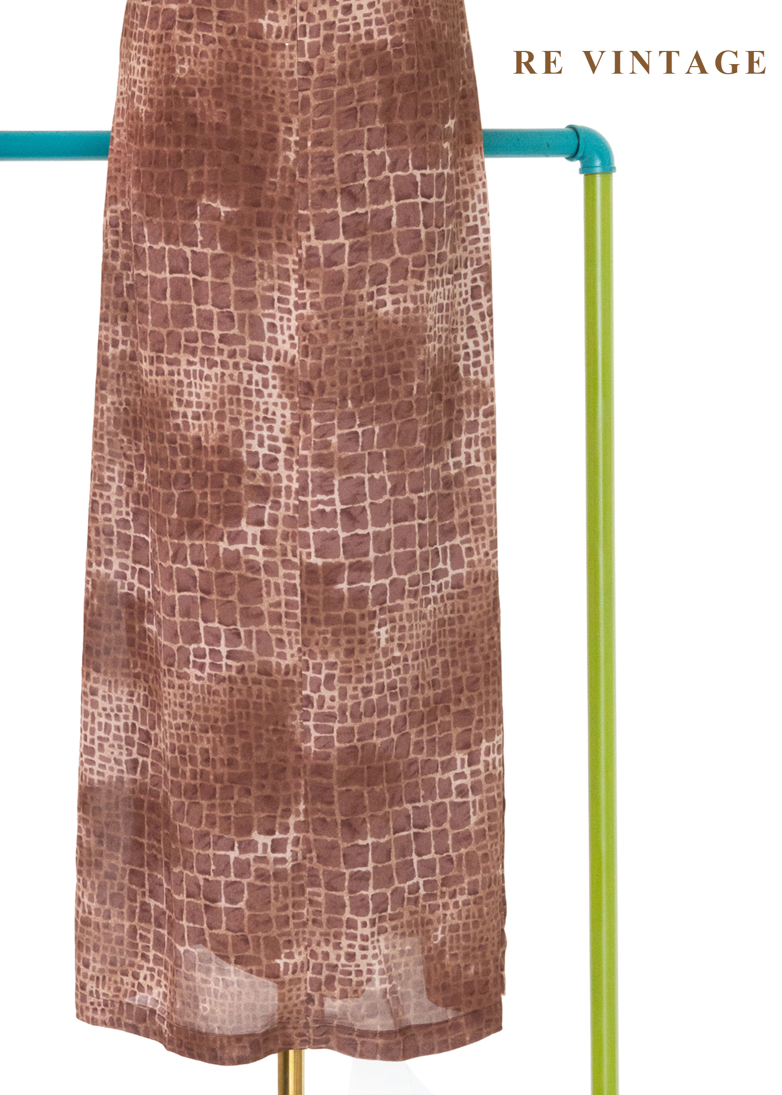 荒野豆沙棕色石牆紋理長洋裝12