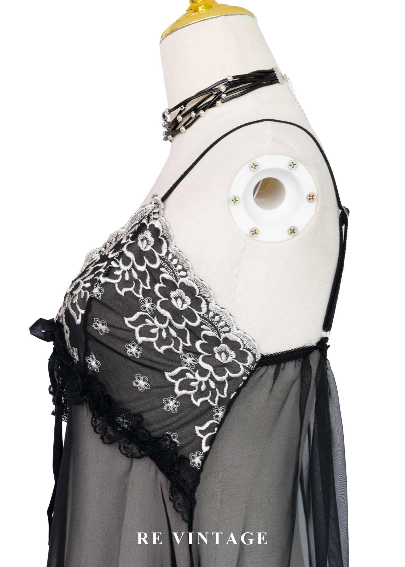 浪漫黑花園細肩帶透膚洋裝9