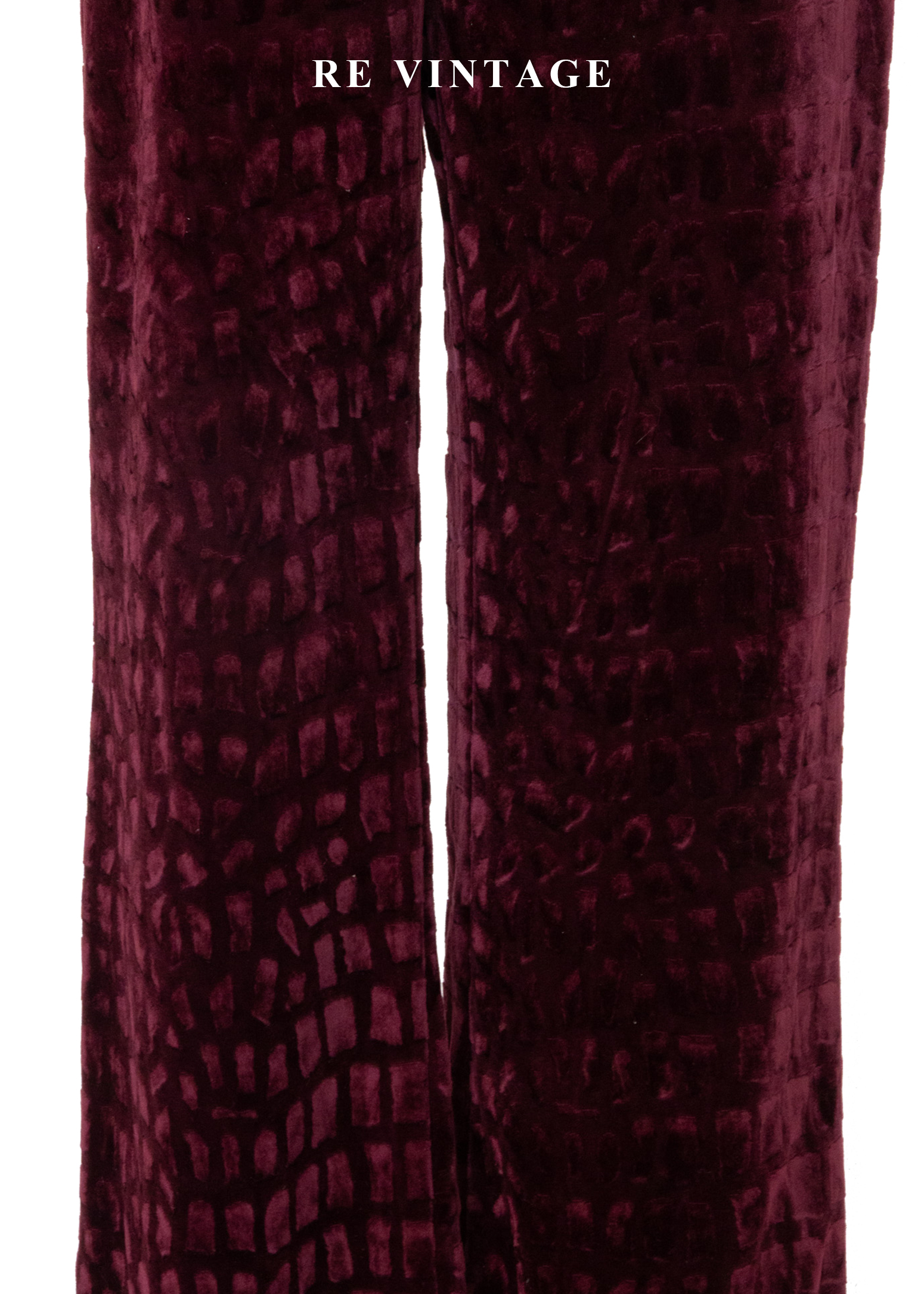 莓果色雕紋紋理絨布長褲(25")4
