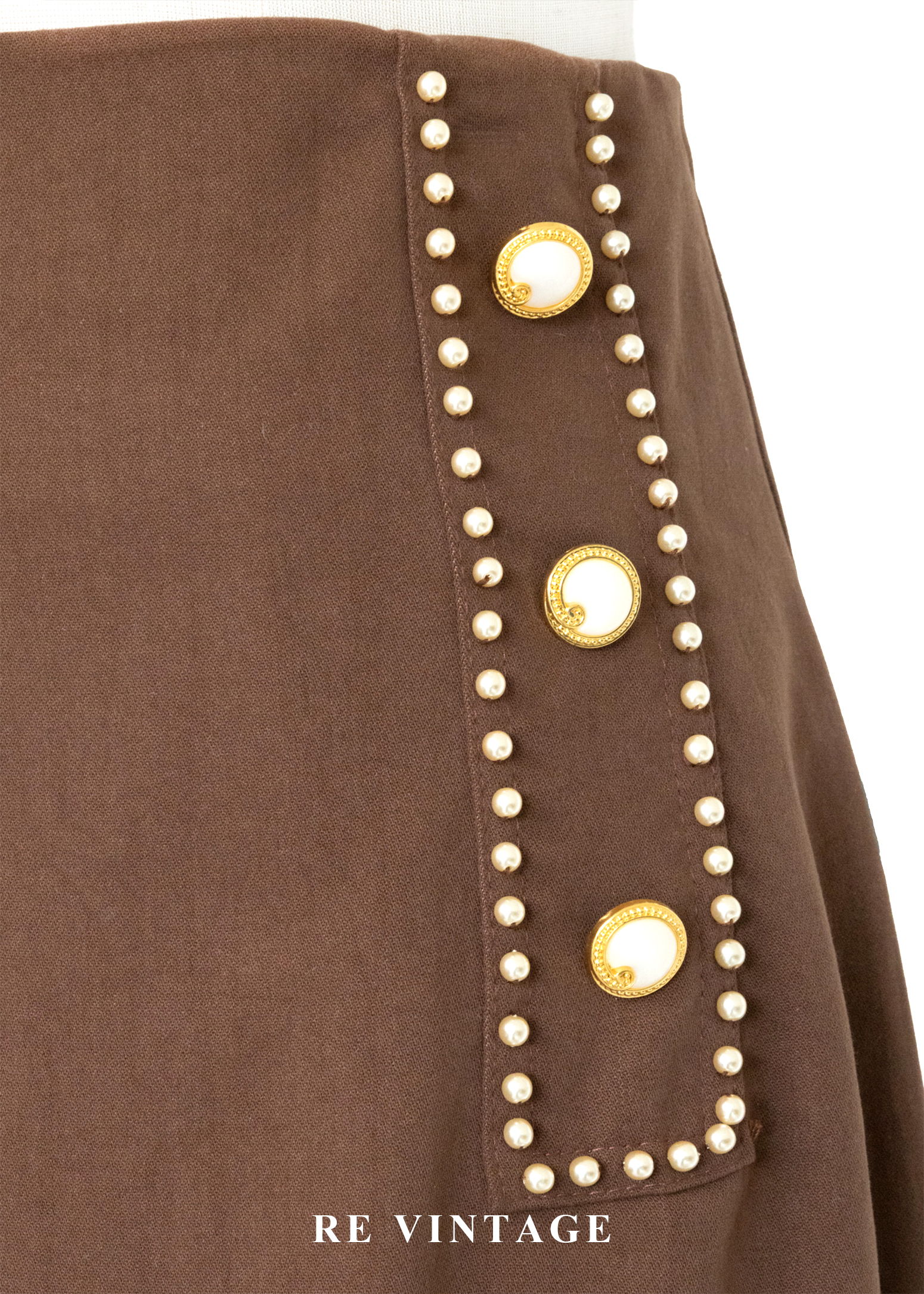 氣質單品 - 摩卡珍珠富家千金高腰長裙(25")5