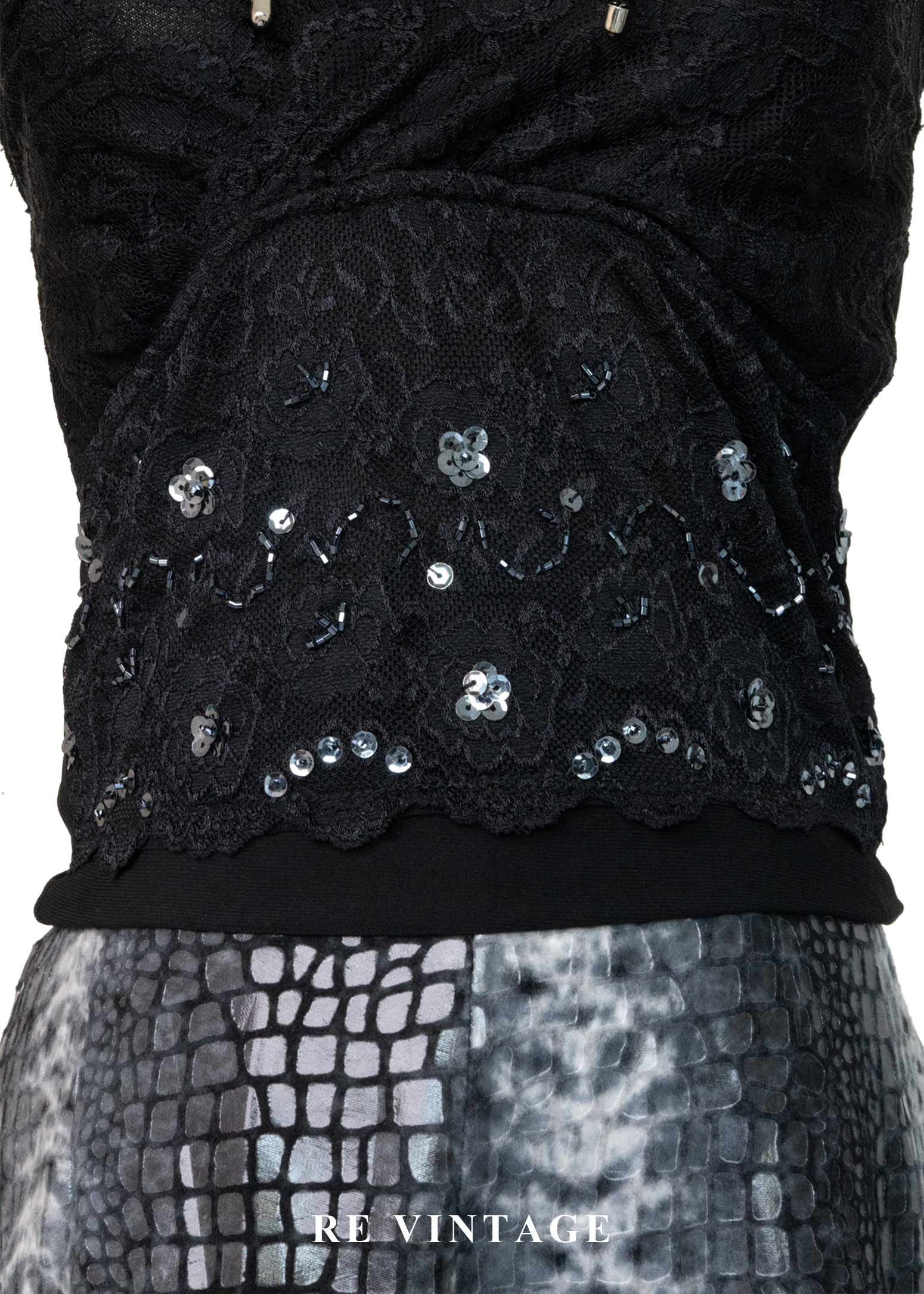 星空下的黑蕾絲與亮片繞頸背心4