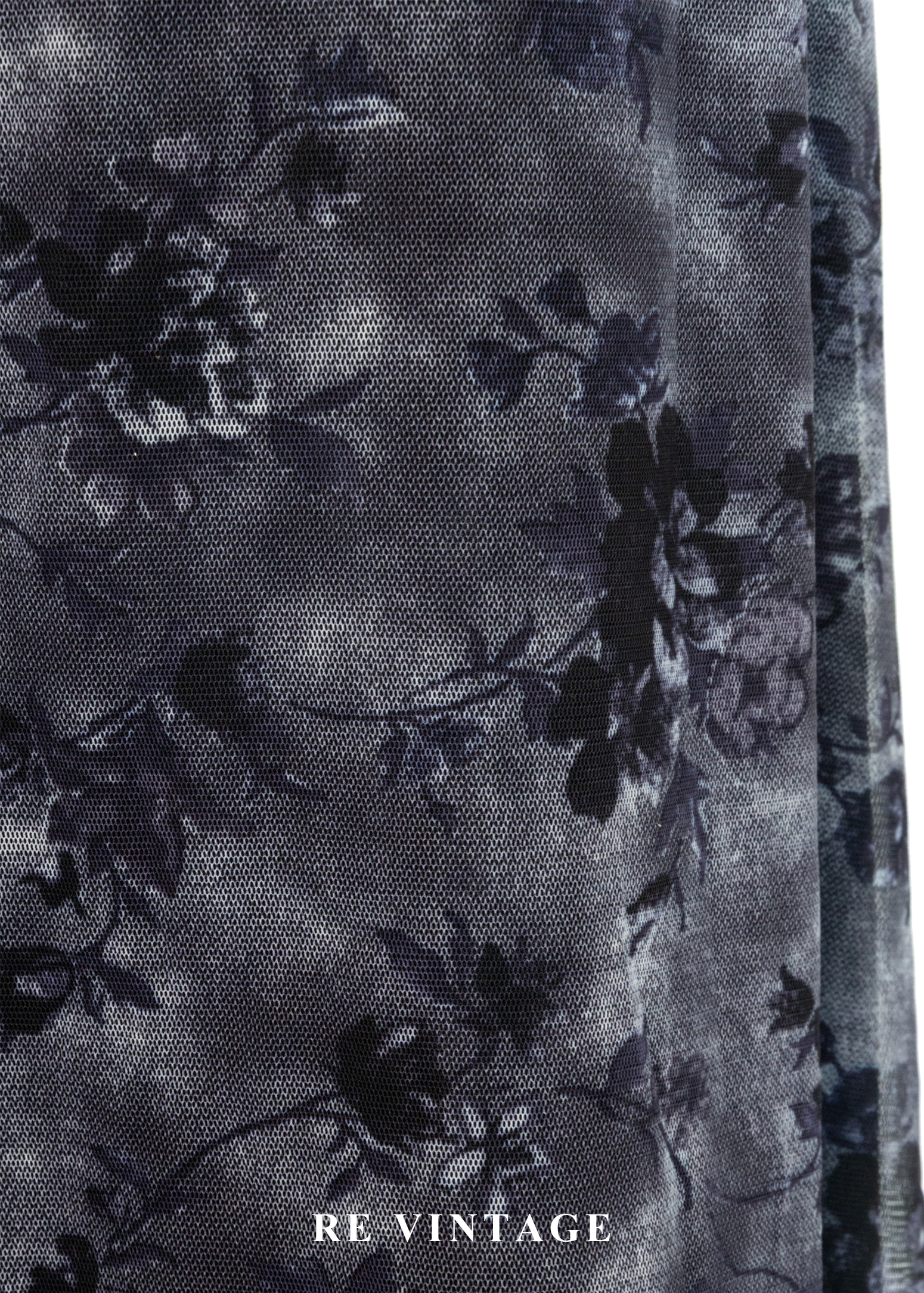 霧藍花朵網紗長裙(25-30")10