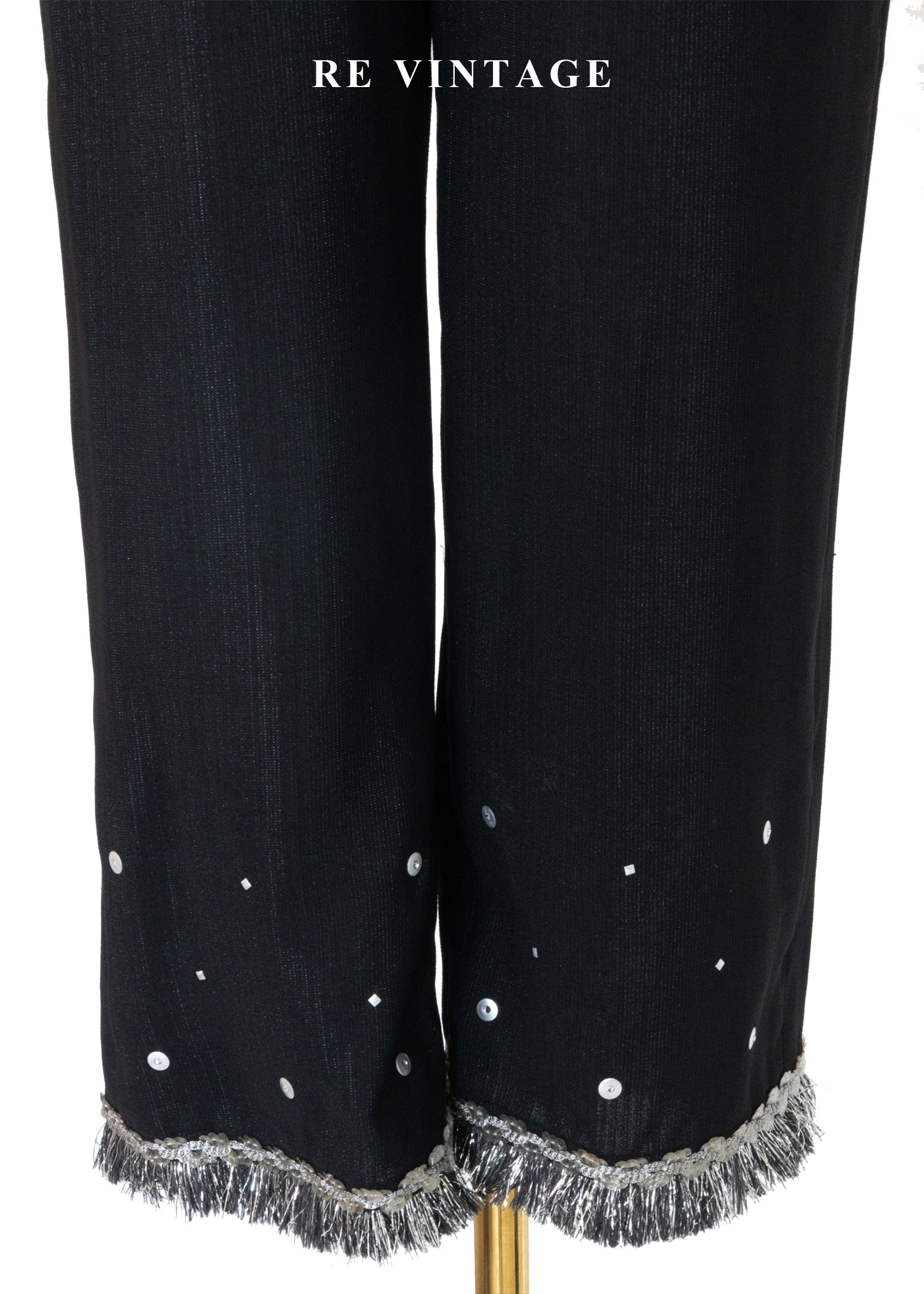 銀光軌跡閃亮流蘇七分褲(26")4